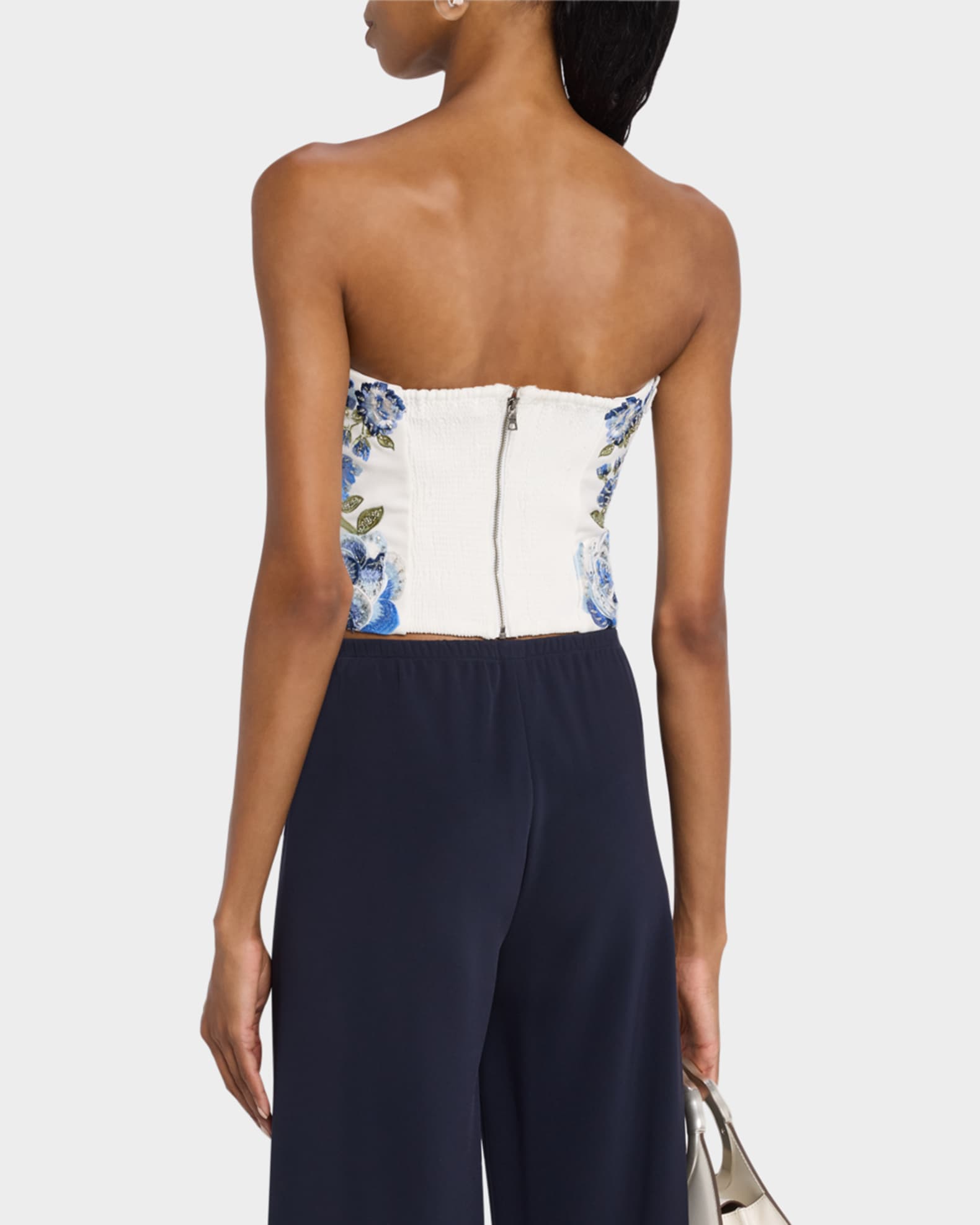 Alice + Olivia Cece Floral Embellished Cropped Top | Neiman
