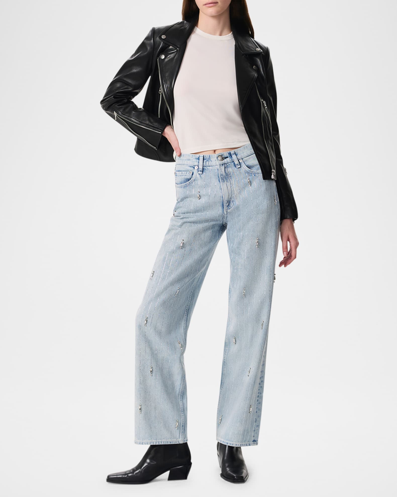 Shea High-Rise Relaxed Straight Embellished Jeans 1