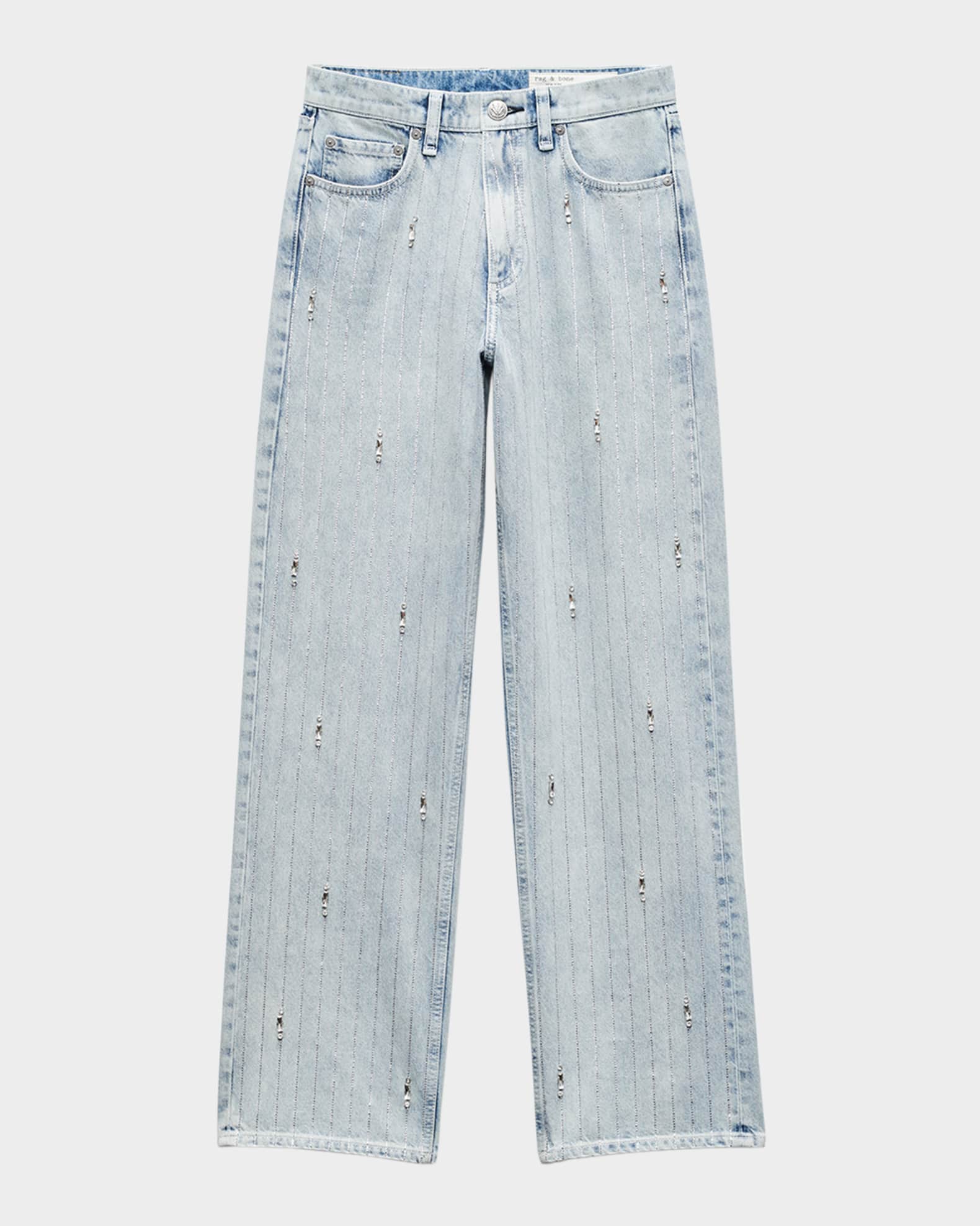 Shea High-Rise Relaxed Straight Embellished Jeans 0
