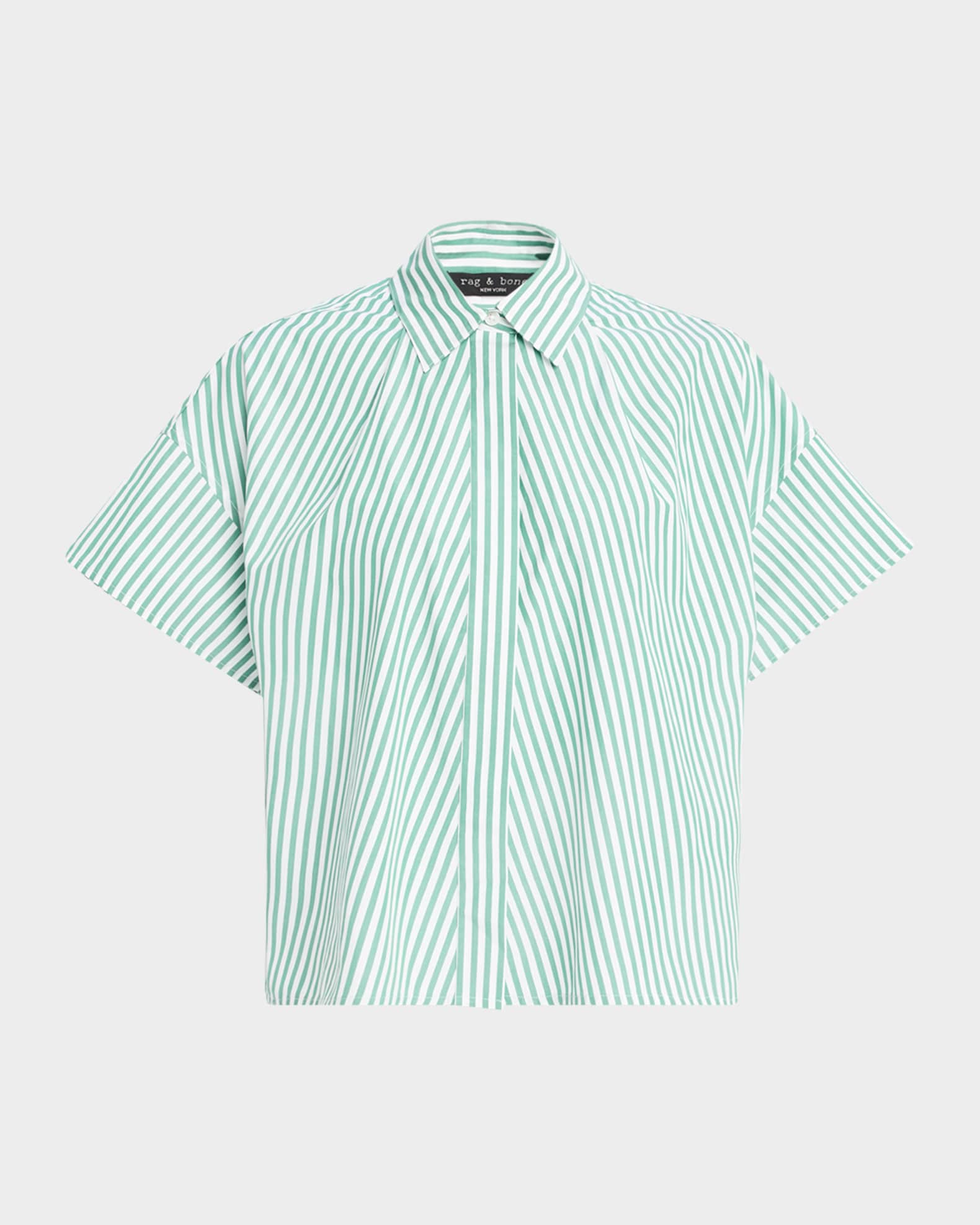 Martha Short-Sleeve Stripe Poplin Shirt 0