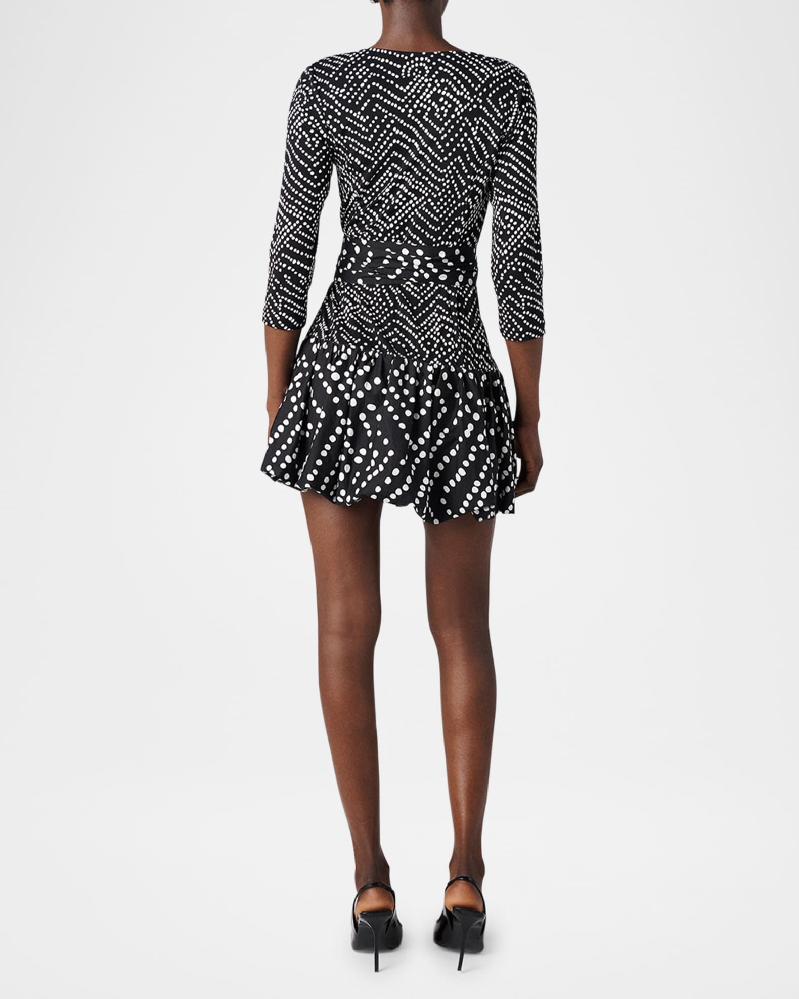 【DIANE VON FURSTENBERG】オフショルダー メッシュミニドレス DIANE VON FURSTENBERG Ganesa off-the-shoulder printed