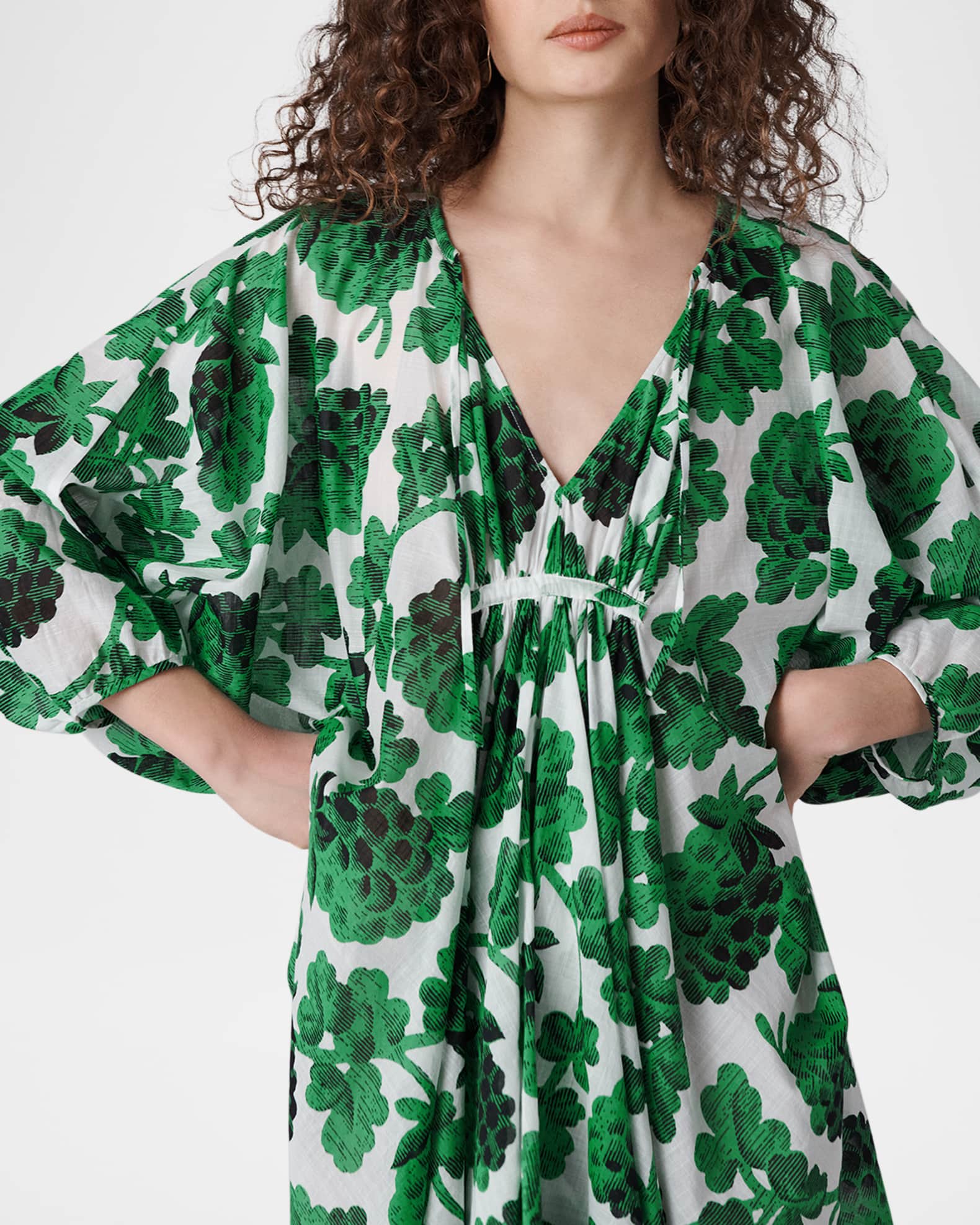 Diane von Furstenberg Remi Ruched Dolman-Sleeve Mini Shift