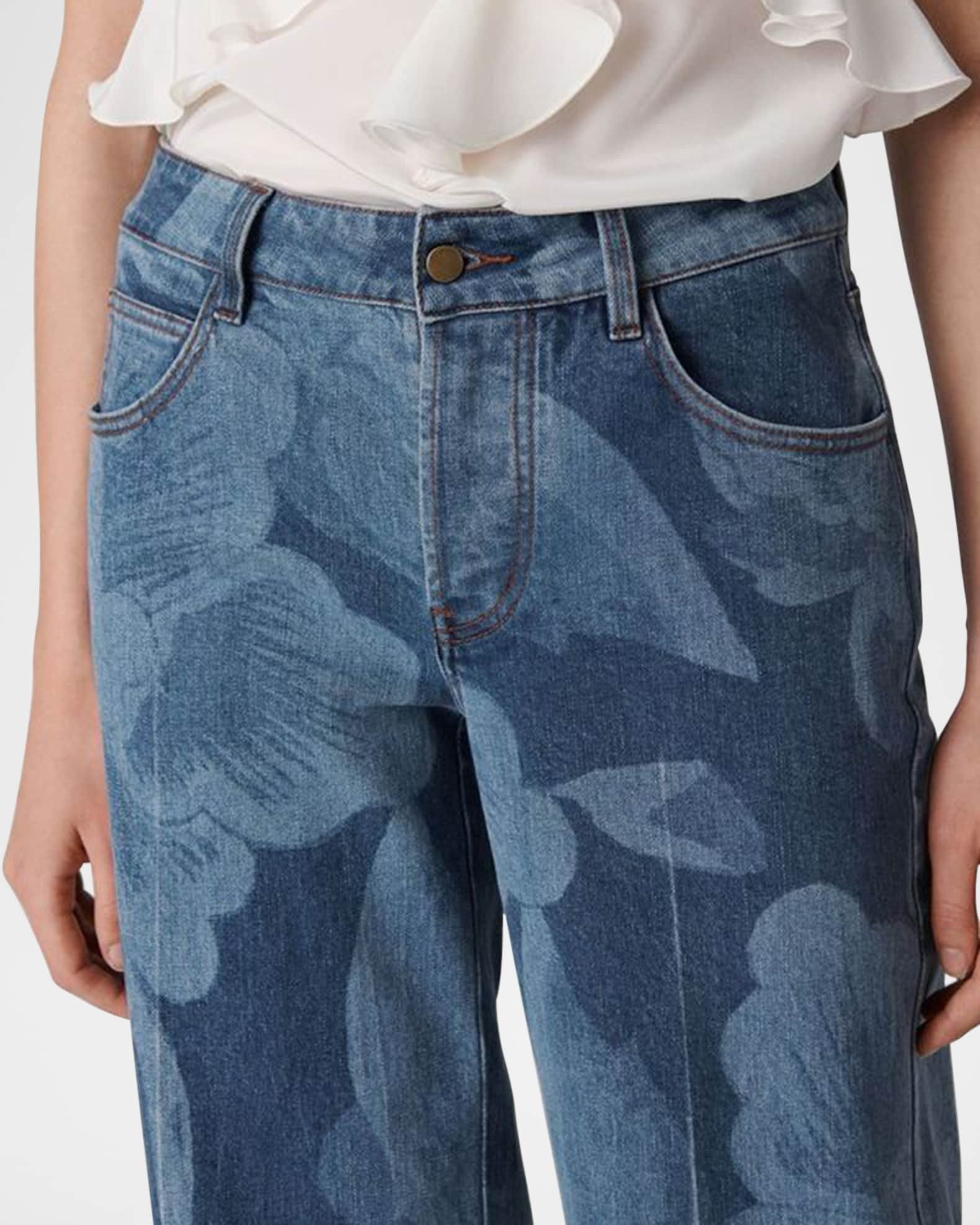 Mabel Floral-Print Denim Jeans 1