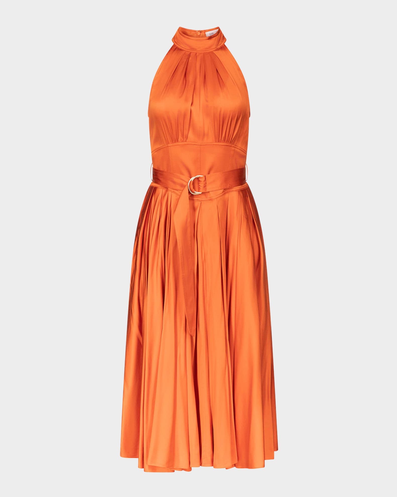 Nicola Pleated Halter Midi Dress 0