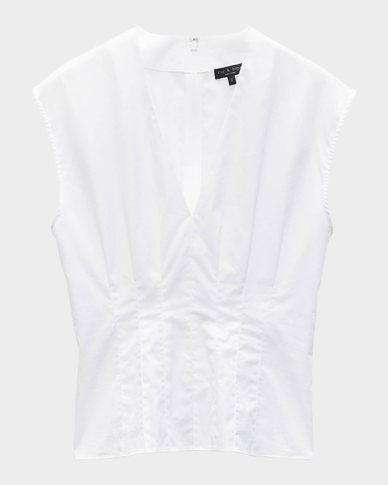 Ines V-Neck Poplin Top  0