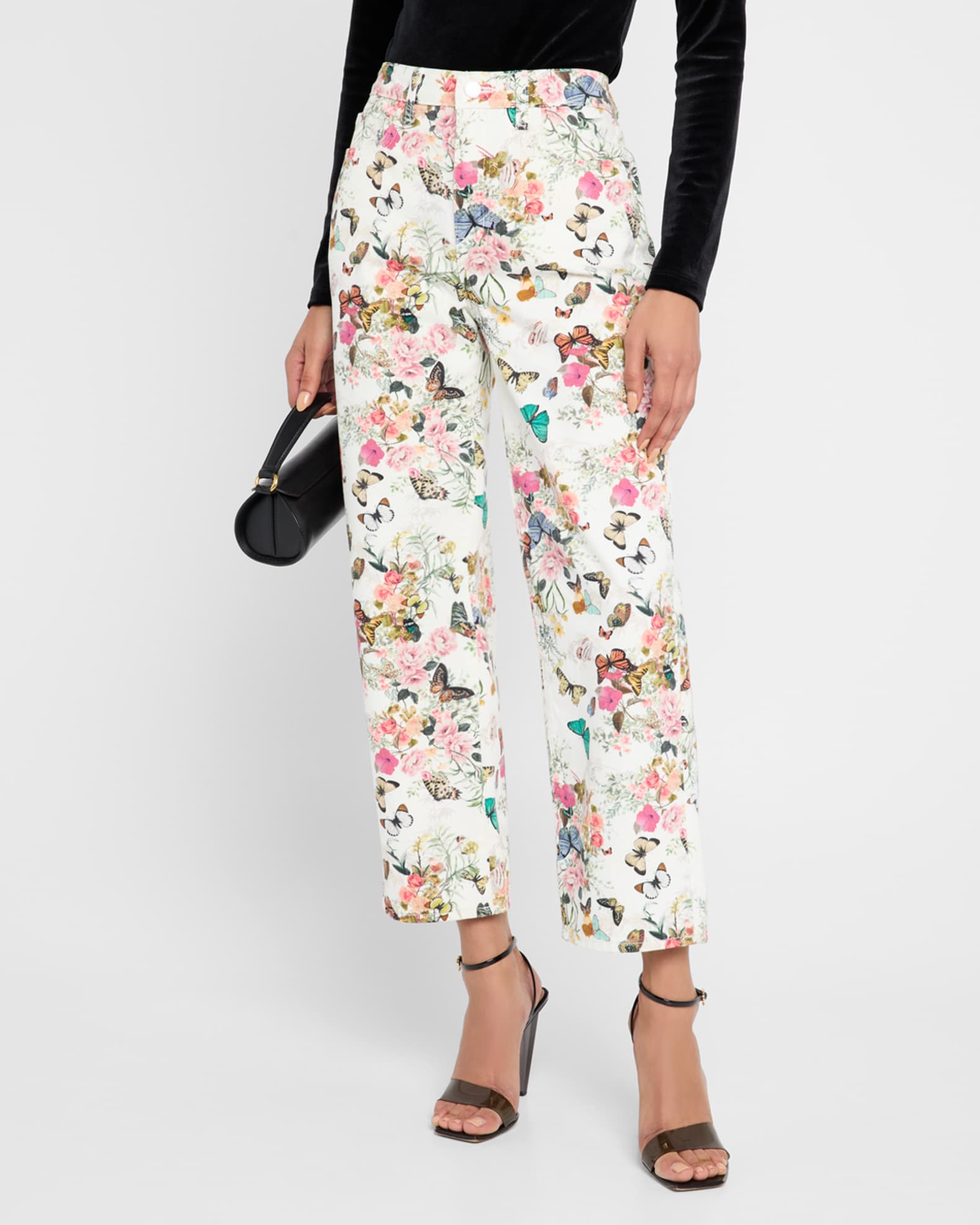 Blaine Cropped Stovepipe Jean Light Pink Multi Postcard Print - L'AGENCE main image 1