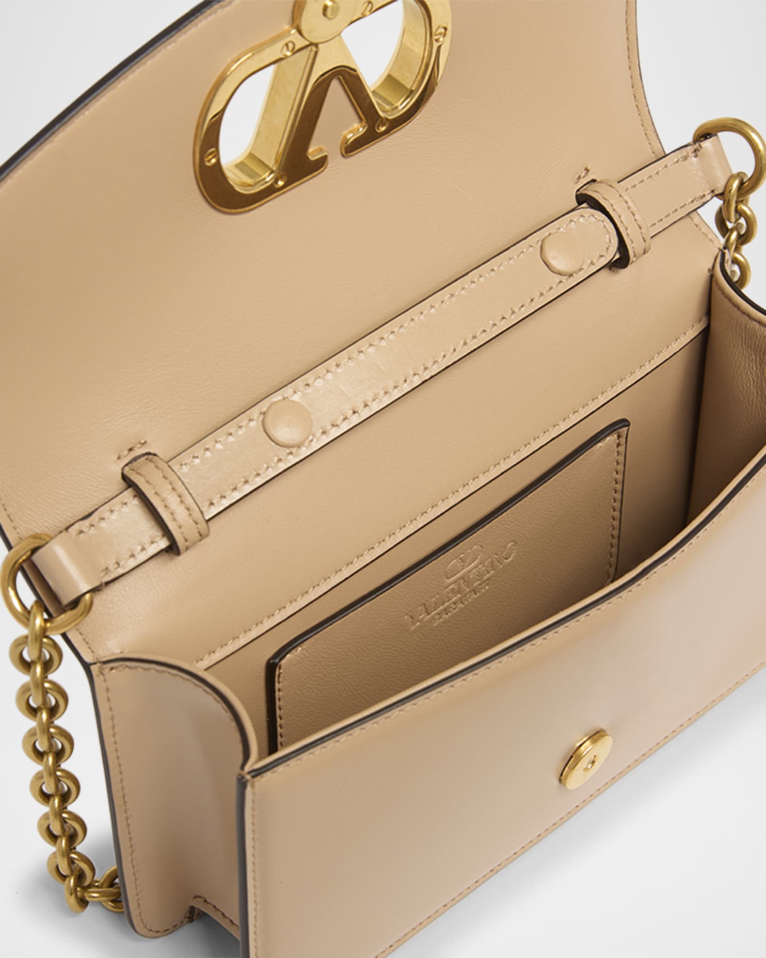 Valentino Garavani Vain Small Flap Leather Clutch Bag