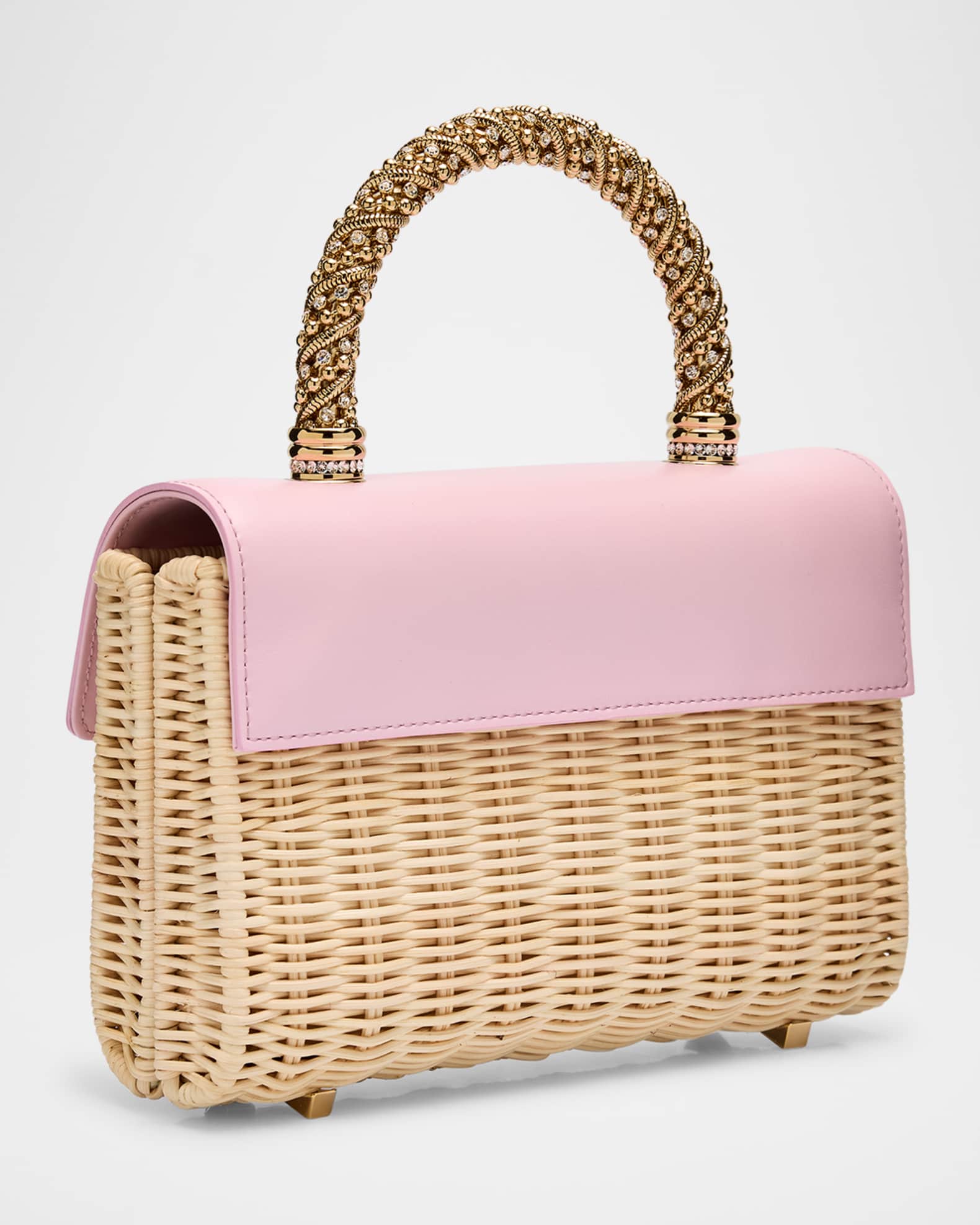 【ROGER VIVIER】Shoulder bag かごバッグ Roger Vivier Flower Strass Bamboo Wicker Shoulder Bag