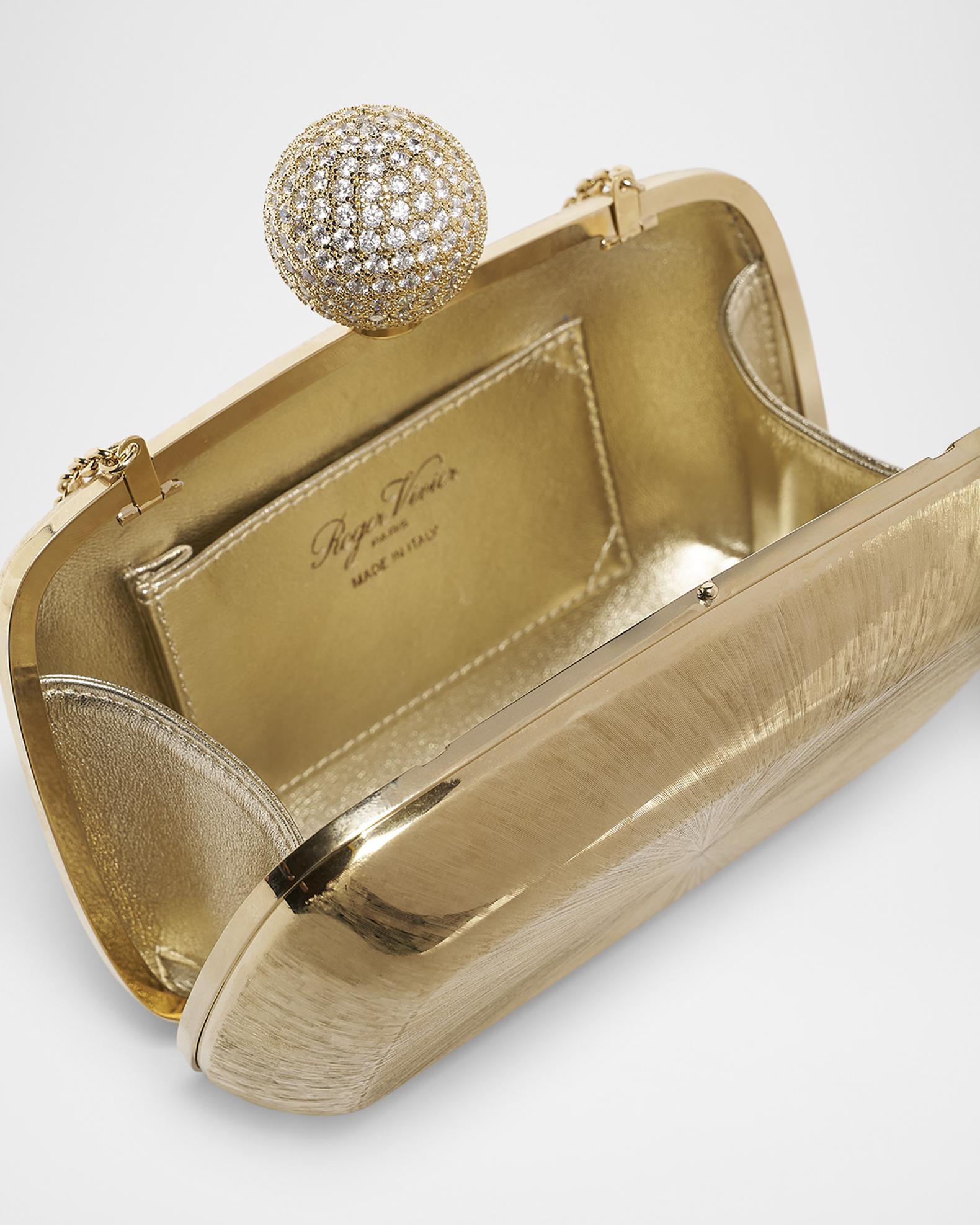 Roger Vivier Golden Strass Metal Clutch Bag | Neiman Marcus