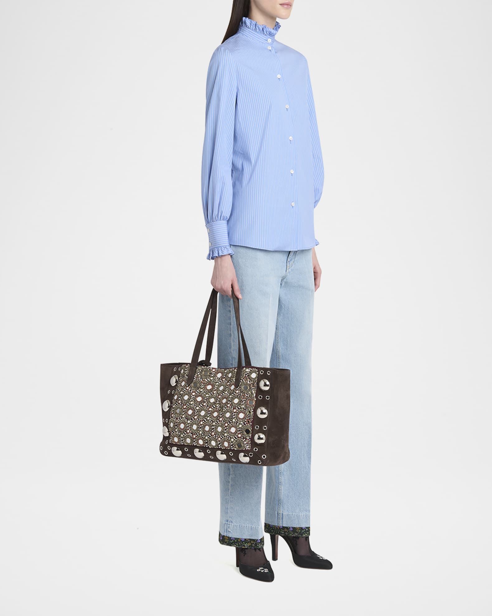 【送関込】VALENTINO☆ヴァレンティノ Nellcote Tote Bag Valentino Garavani Nellcote Mirrored Suede Tote Bag | Neiman
