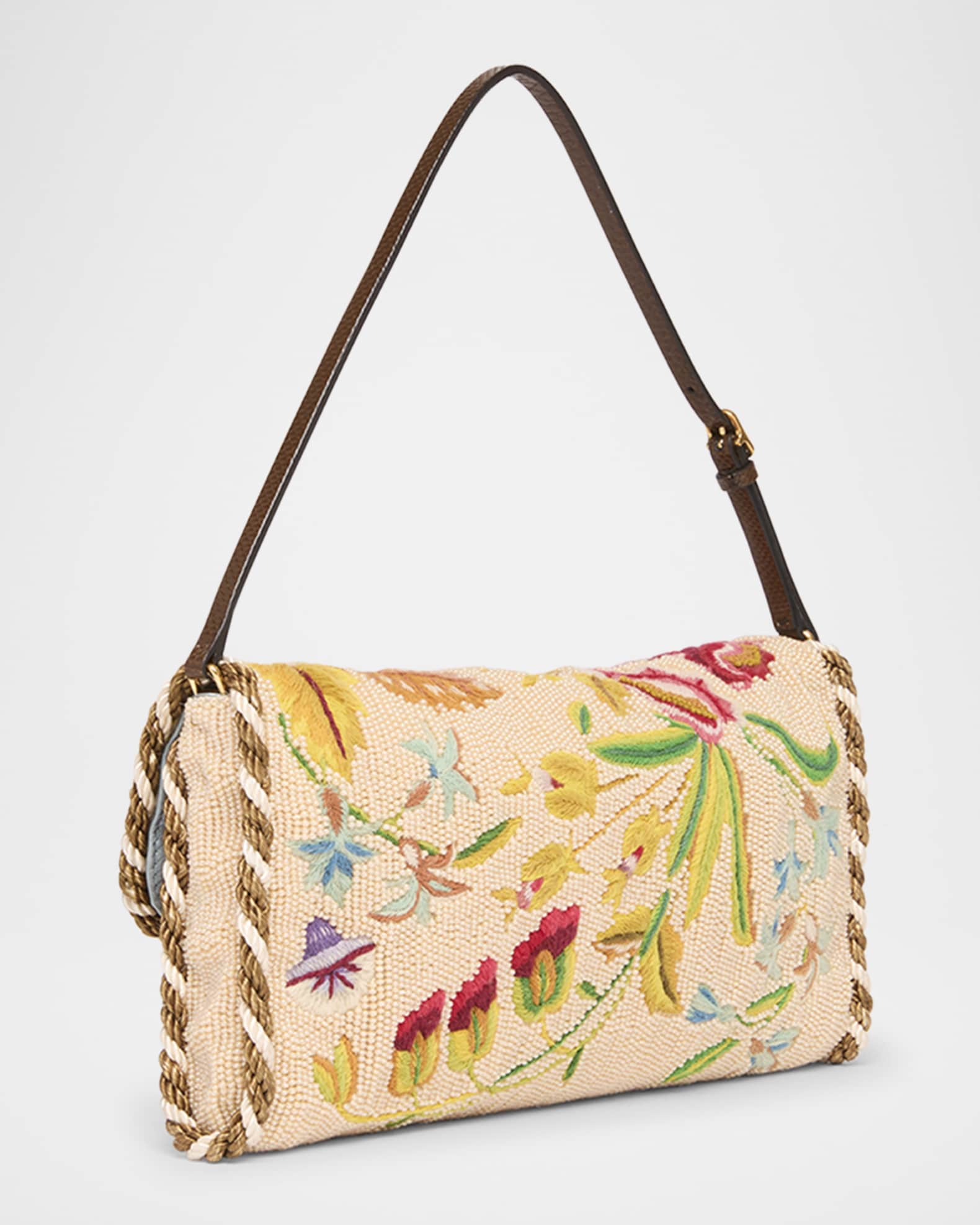 Valentino Garavani Vain Floral Beaded Shoulder Bag | Neiman