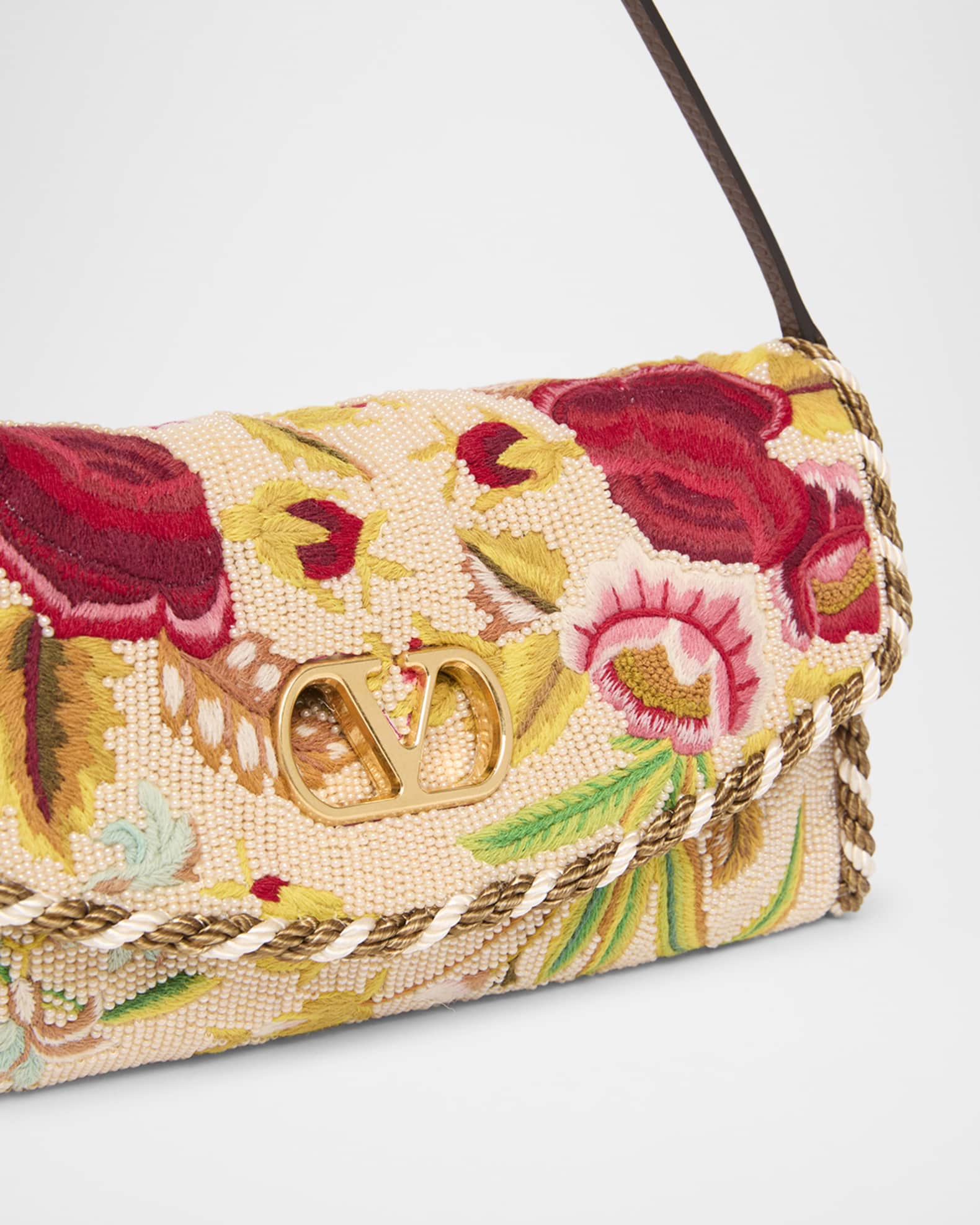 Valentino Garavani Vain Floral Beaded Shoulder Bag | Neiman