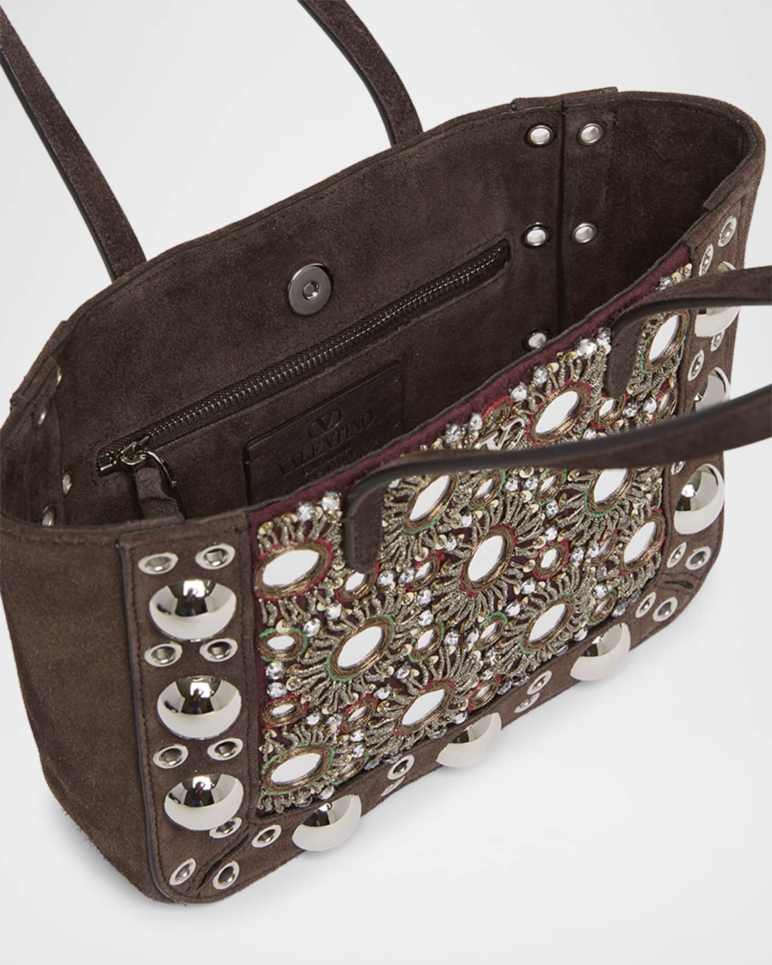 Valentino Garavani Nellcote Mirror-Embellished Suede Mini
