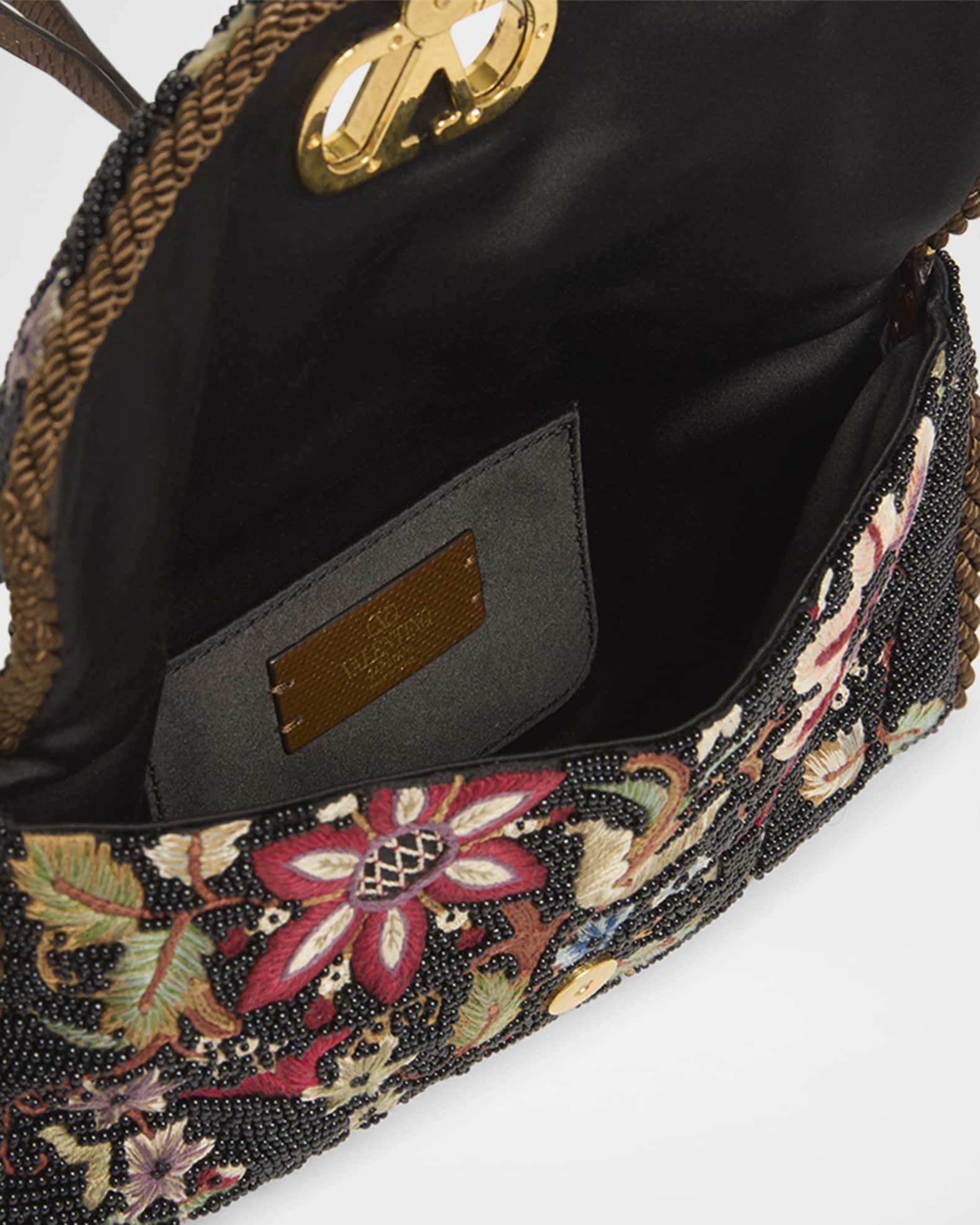 Valentino Garavani Vain Floral Beaded Shoulder Bag | Neiman Marcus