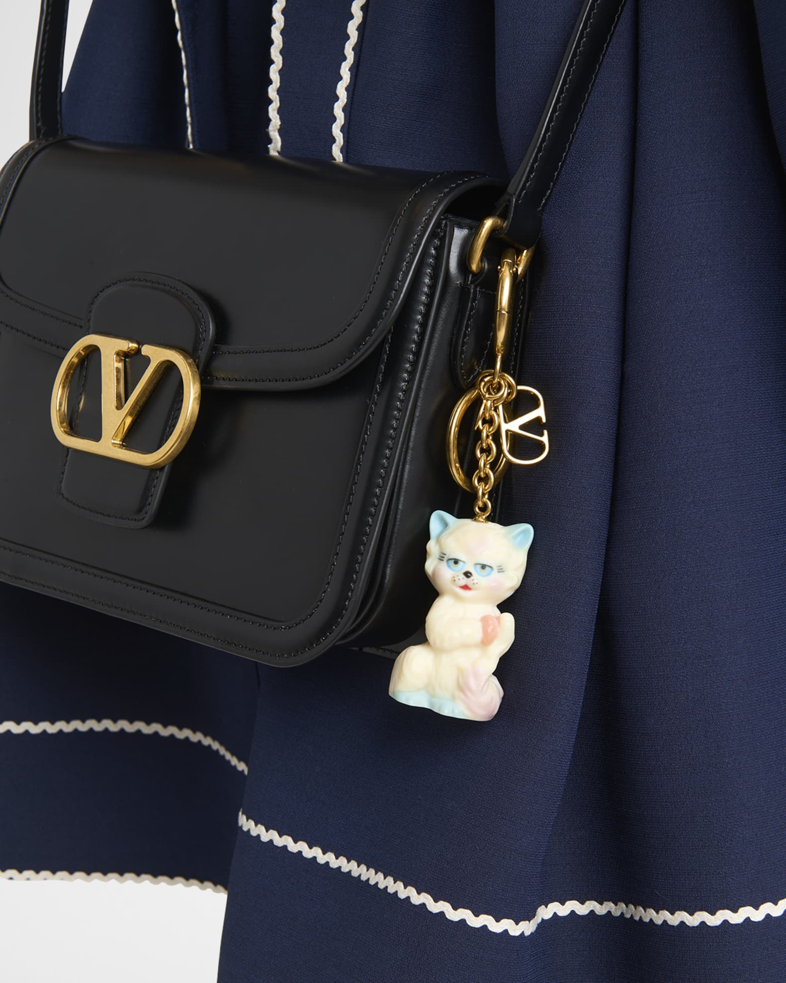 【関税&送料込】Valentino Garavani Portachiavi Le Chat De La Valentino Garavani Le Chat De La Maison Nylon Bag Charm With
