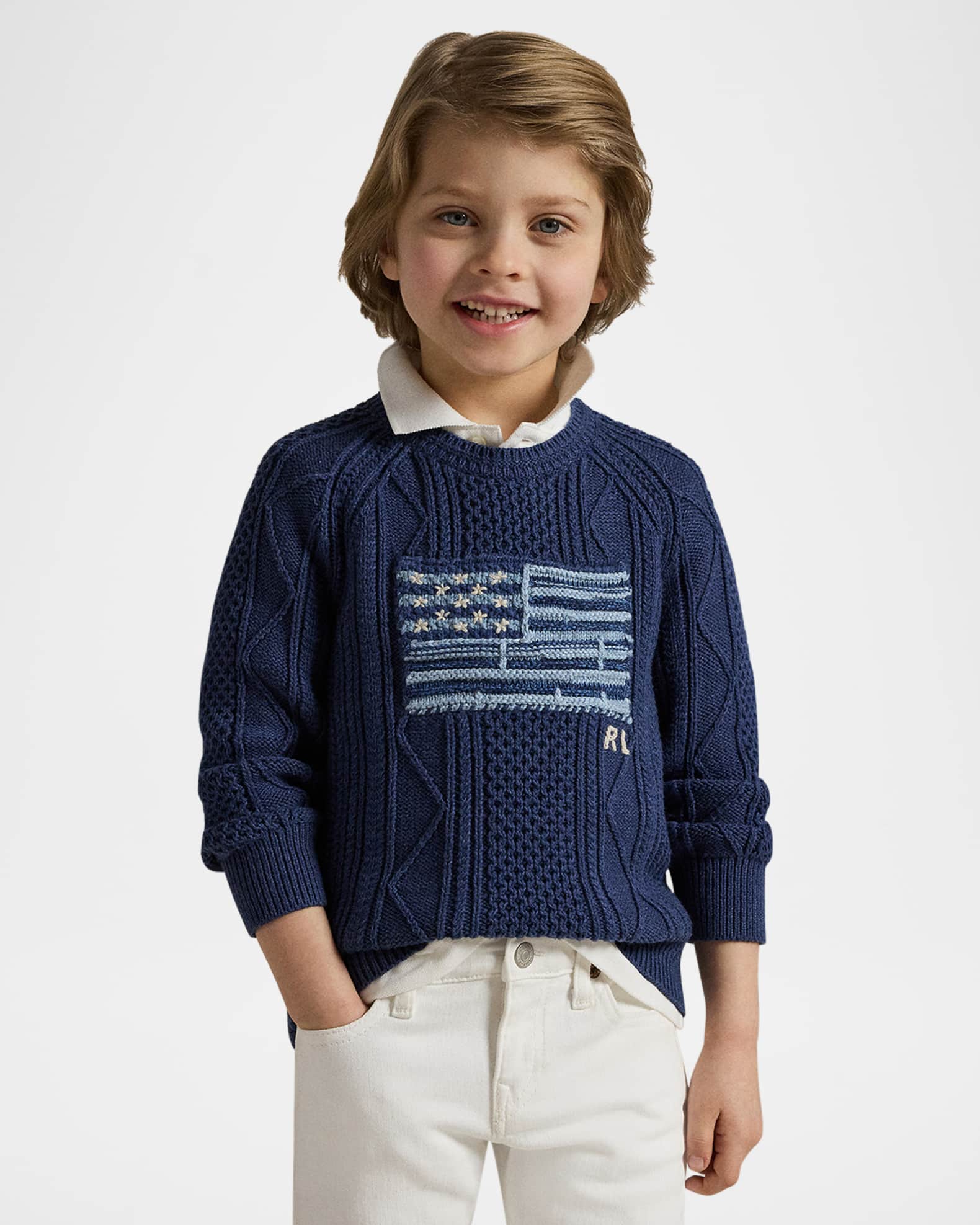 Boy's Cotton Faded Flag Sweater 1