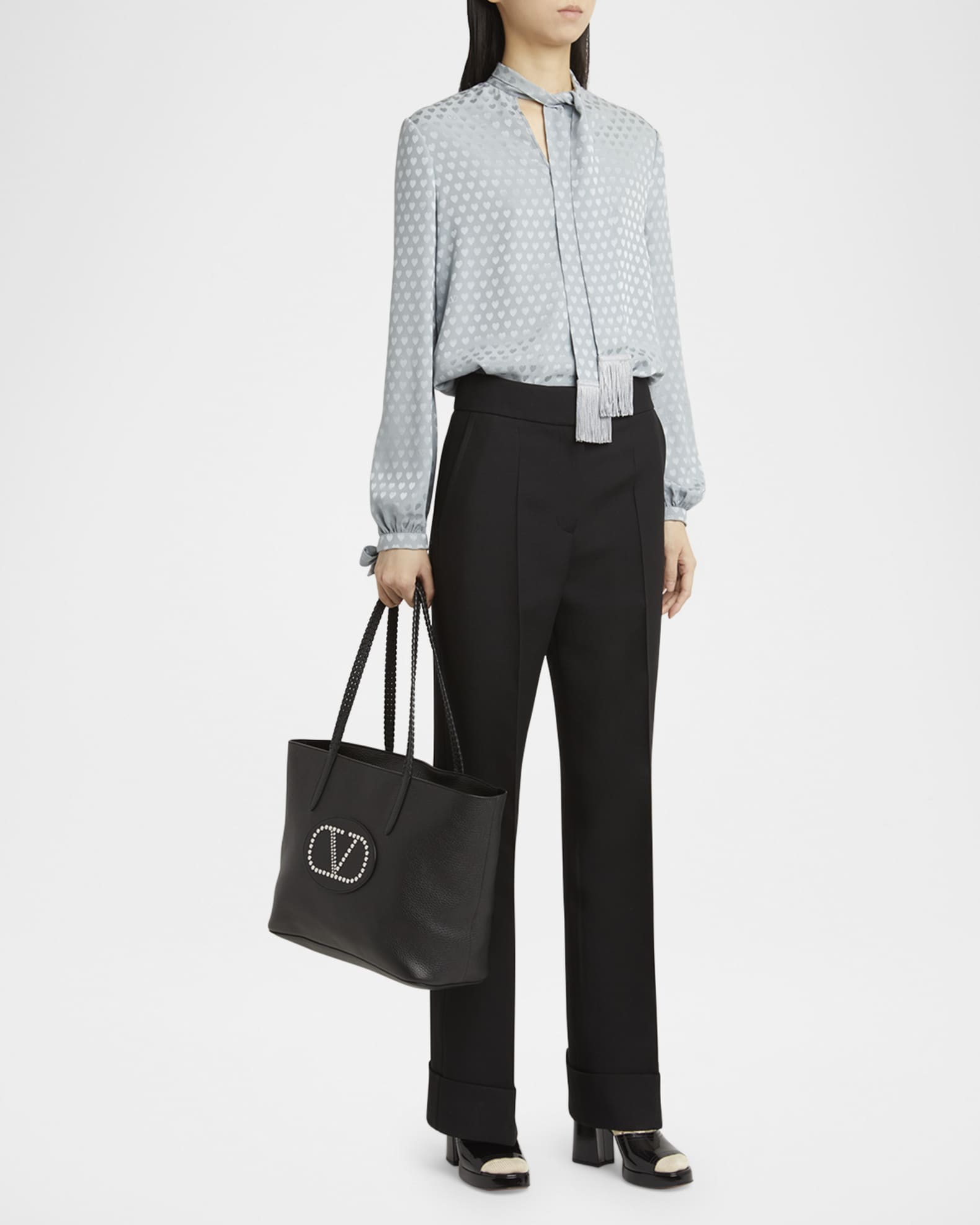 Valentino Garavani Avec Toi Rivet VLOGO Leather Tote Bag