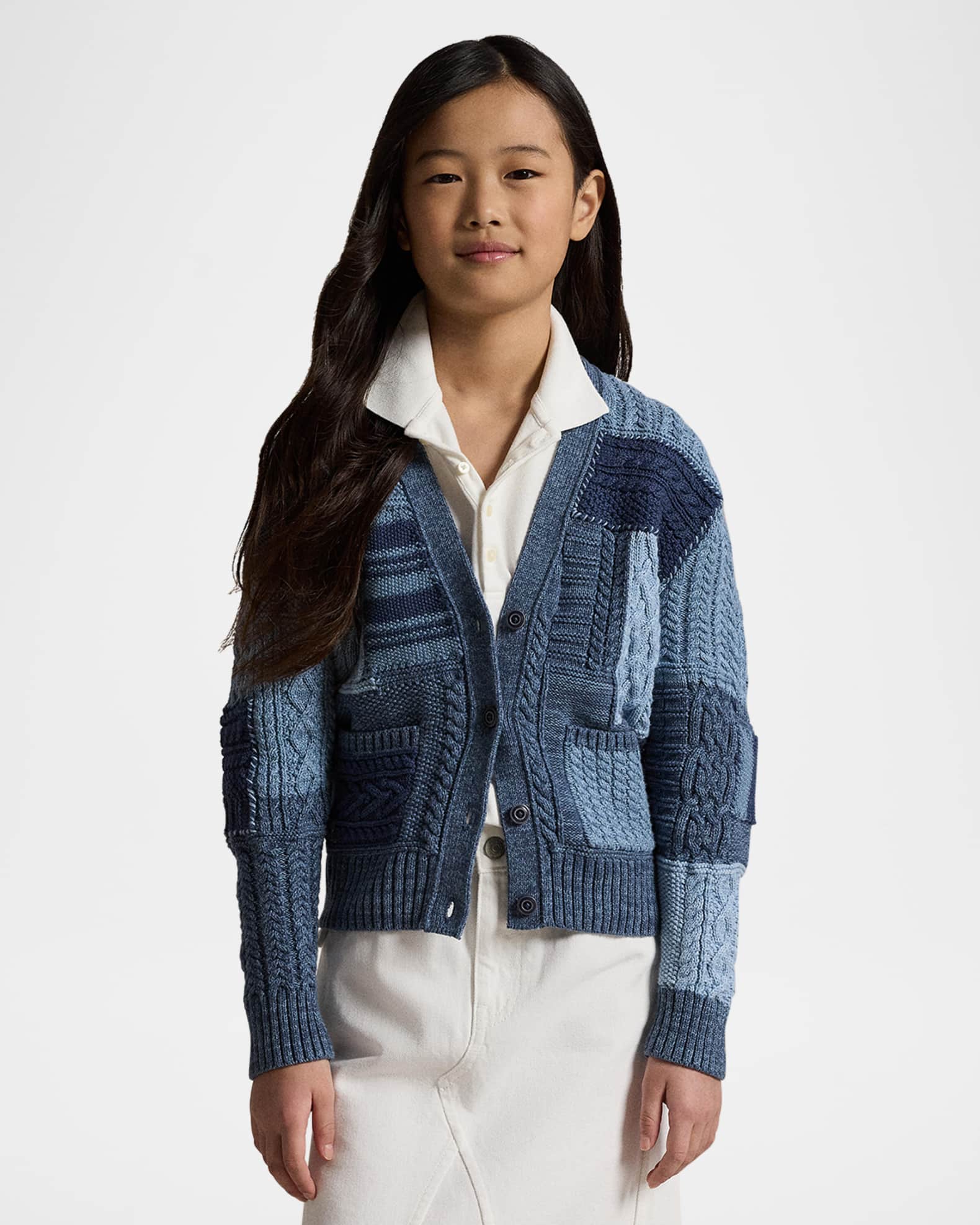 Girl's Cotton Patchwork Cardigan Sweater 1