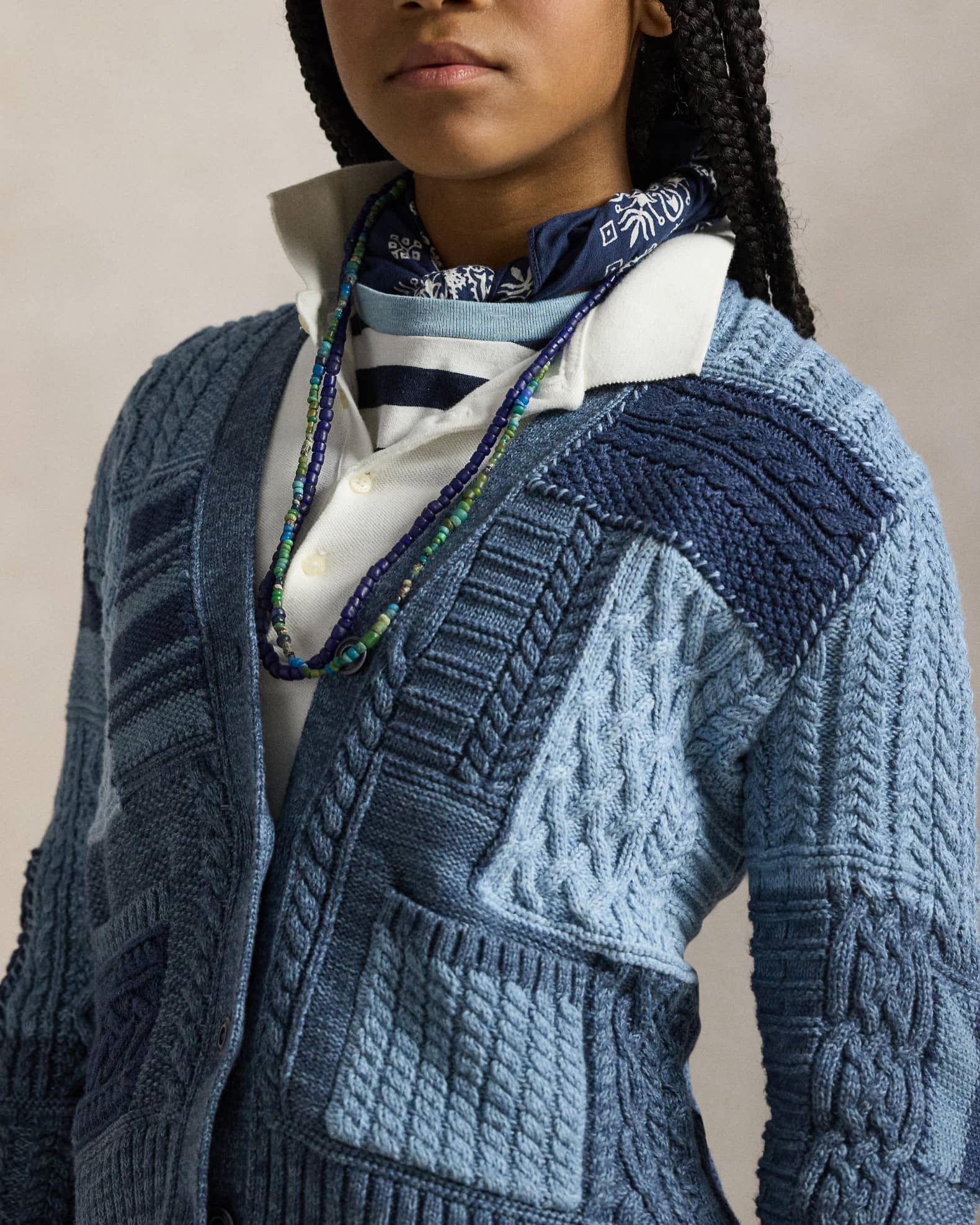 Girl's Cotton Patchwork Cardigan Sweater | Neiman Marcus