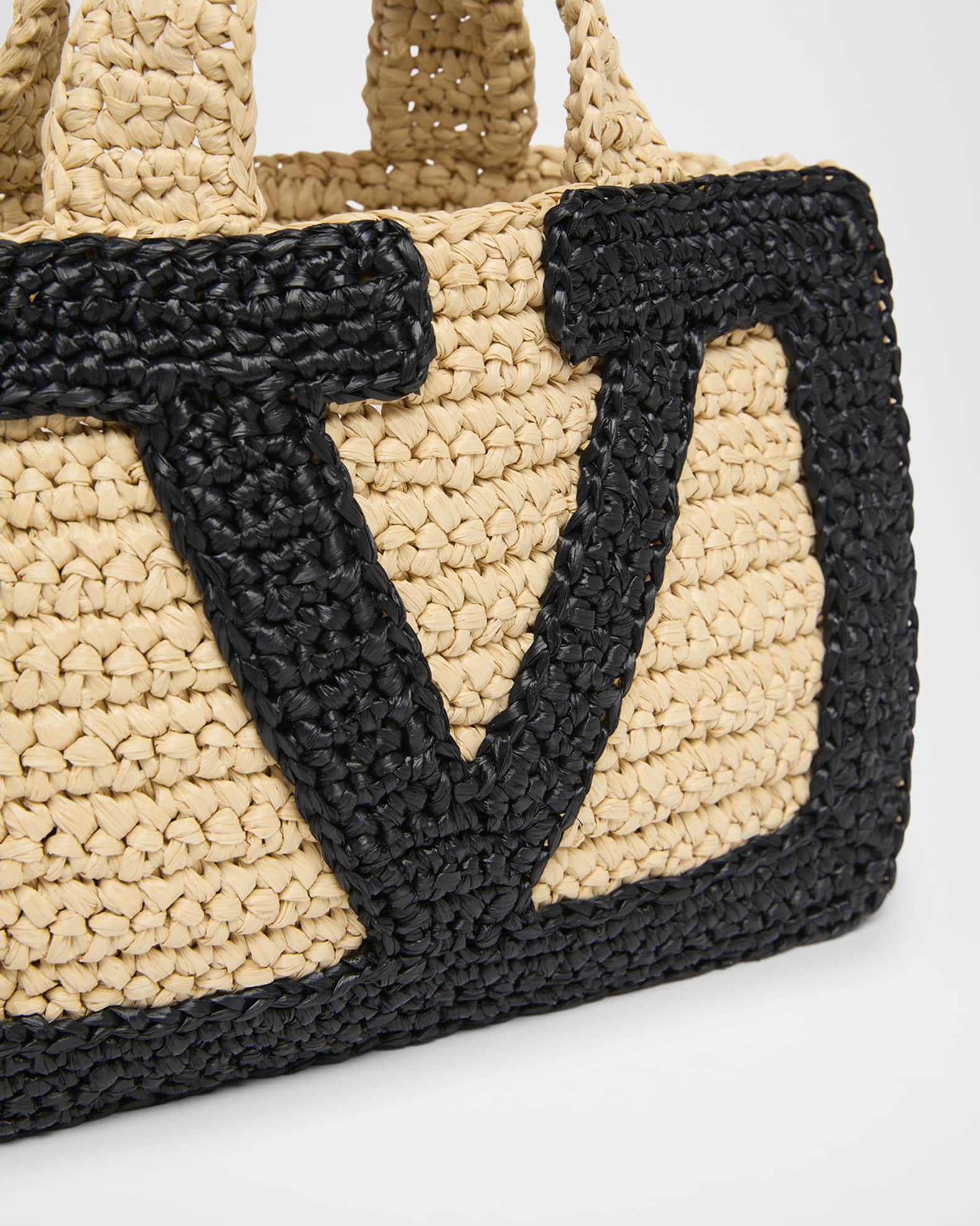 Valentino Garavani Viva Superstar Crochet Raffia Small Tote