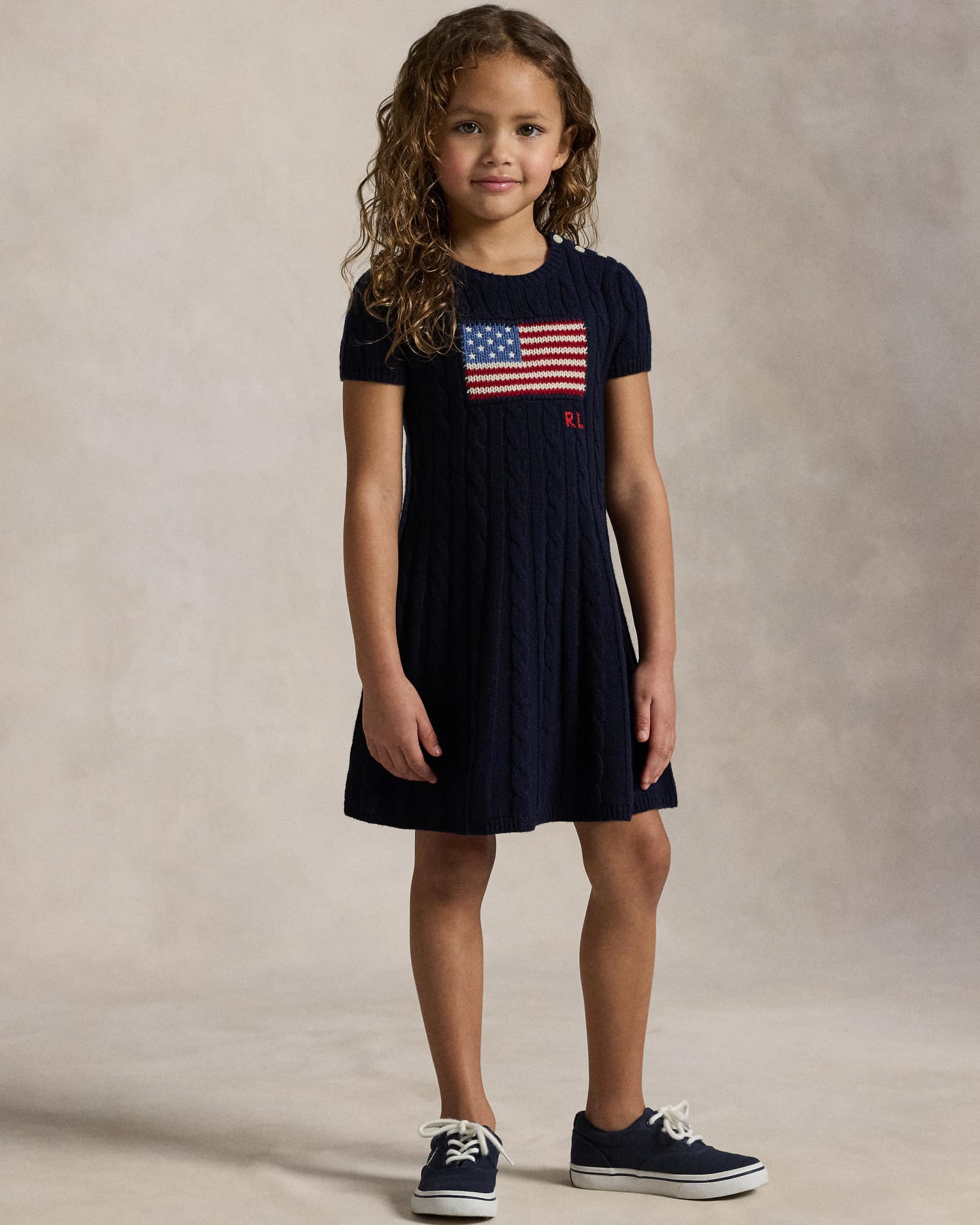 Polo Ralph Lauren Little Girl's American Flag Cashmere Cable-Knit Dress - Navy - Size 5