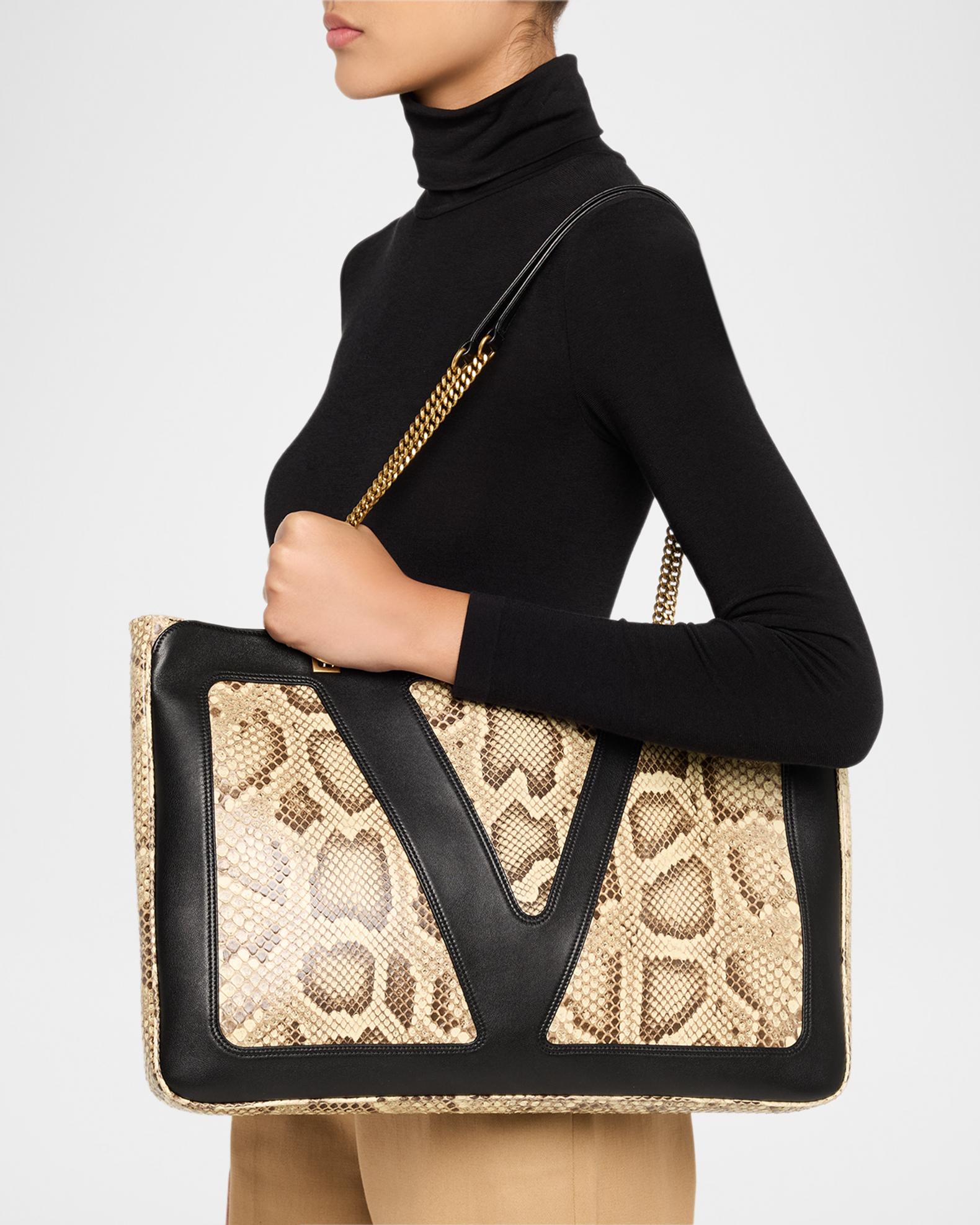 Valentino Garavani Viva Superstar Snakeskin & Leather Tote Bag