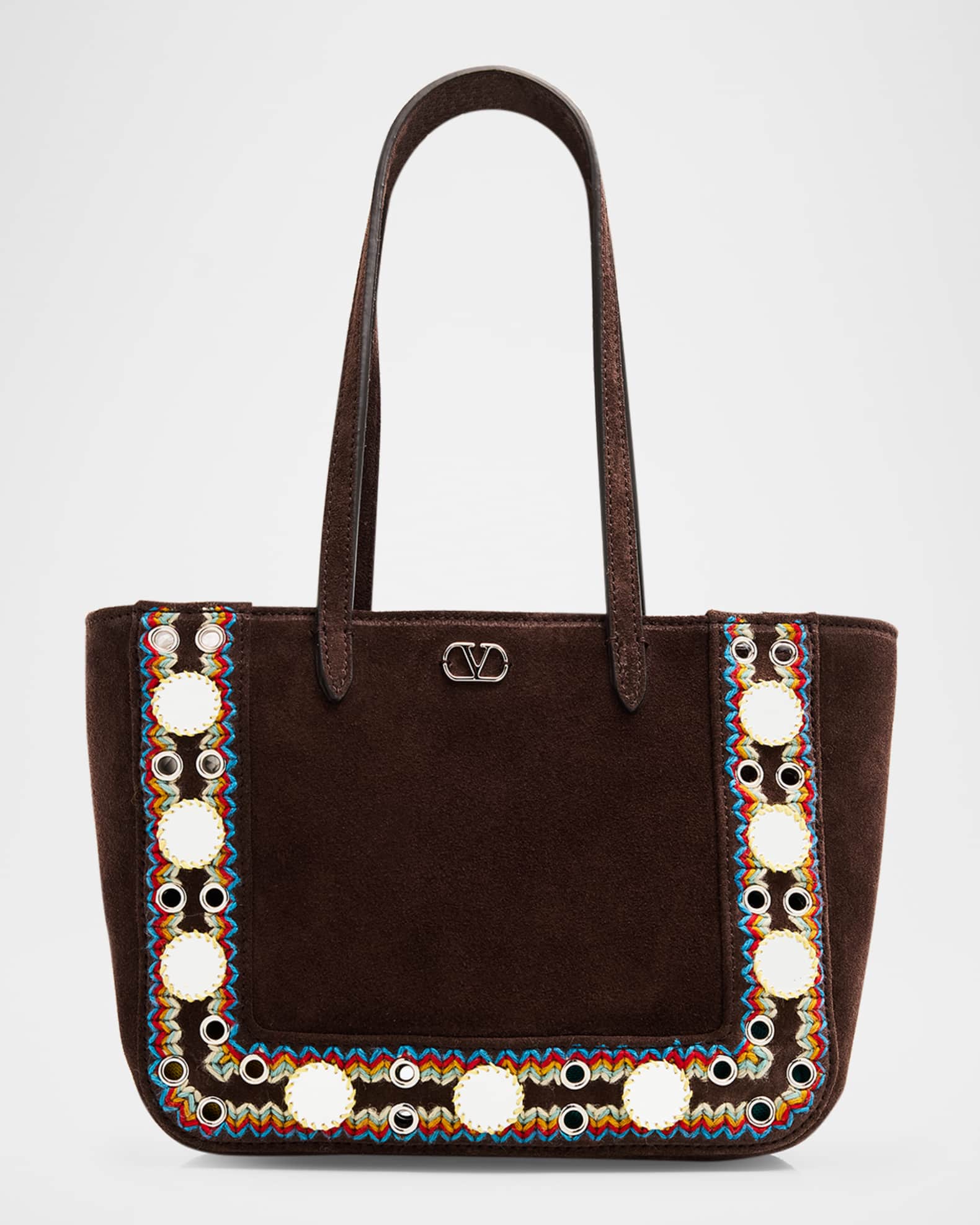 Valentino Garavani Nellcote Mirror-Embellished Suede Mini Tote Bag