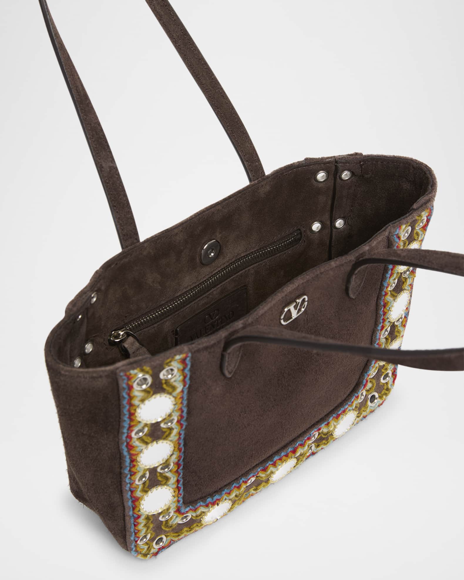 トートバッグ Valentino Garavani Mini Tote Nellcote Ri Valentino Garavani Nellcote Mirror-Embellished Suede Mini