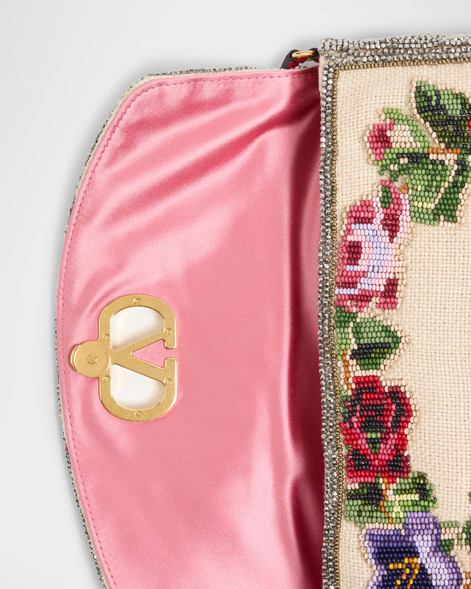 Valentino Garavani Vain Floral Beaded Shoulder Bag | Neiman Marcus
