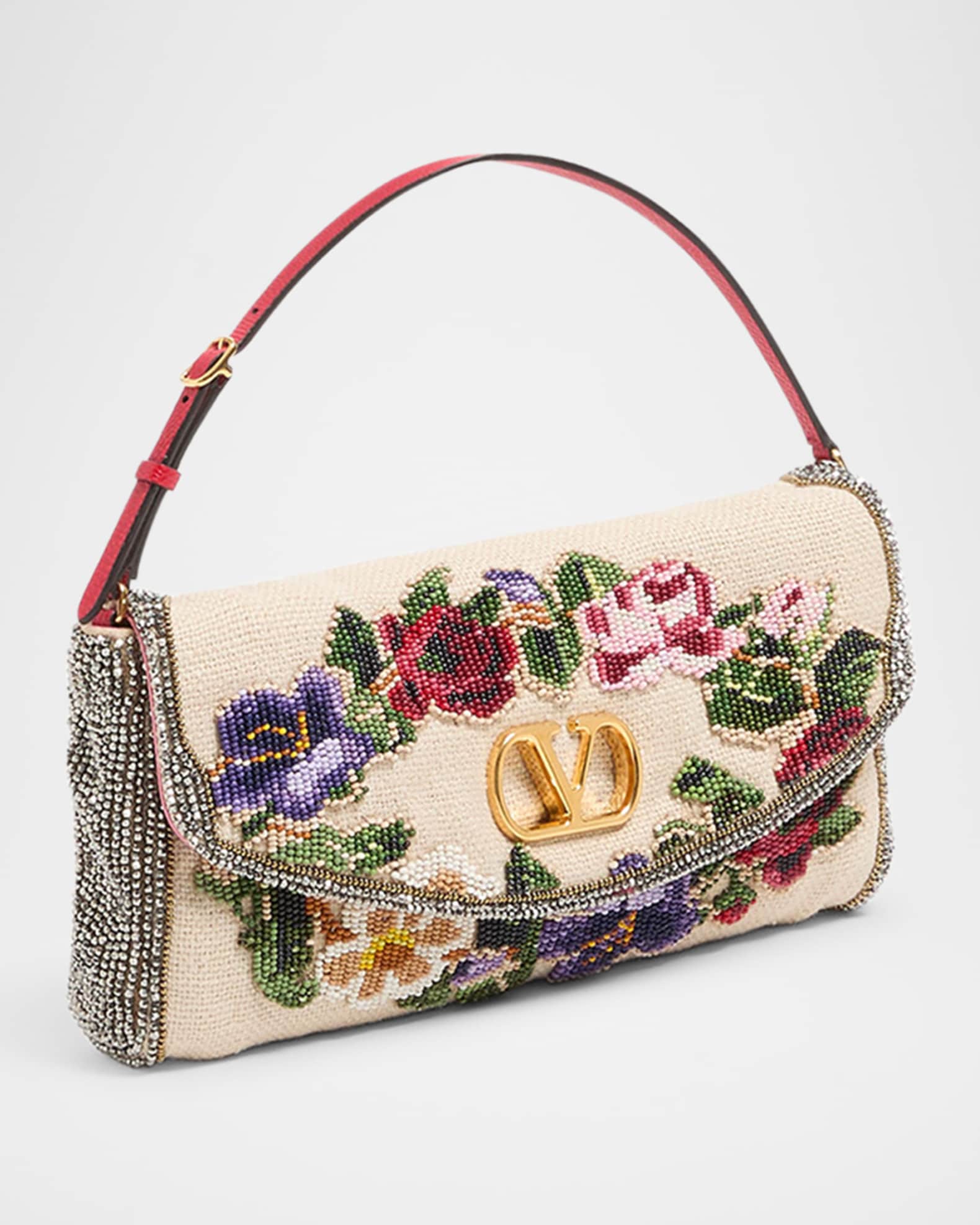 Valentino Garavani Vain Floral Beaded Shoulder Bag | Neiman Marcus