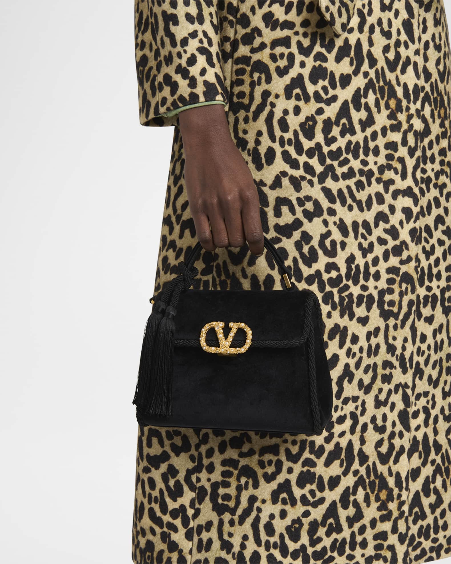Valentino Garavani VSLING Mini Velvet Top-Handle Bag