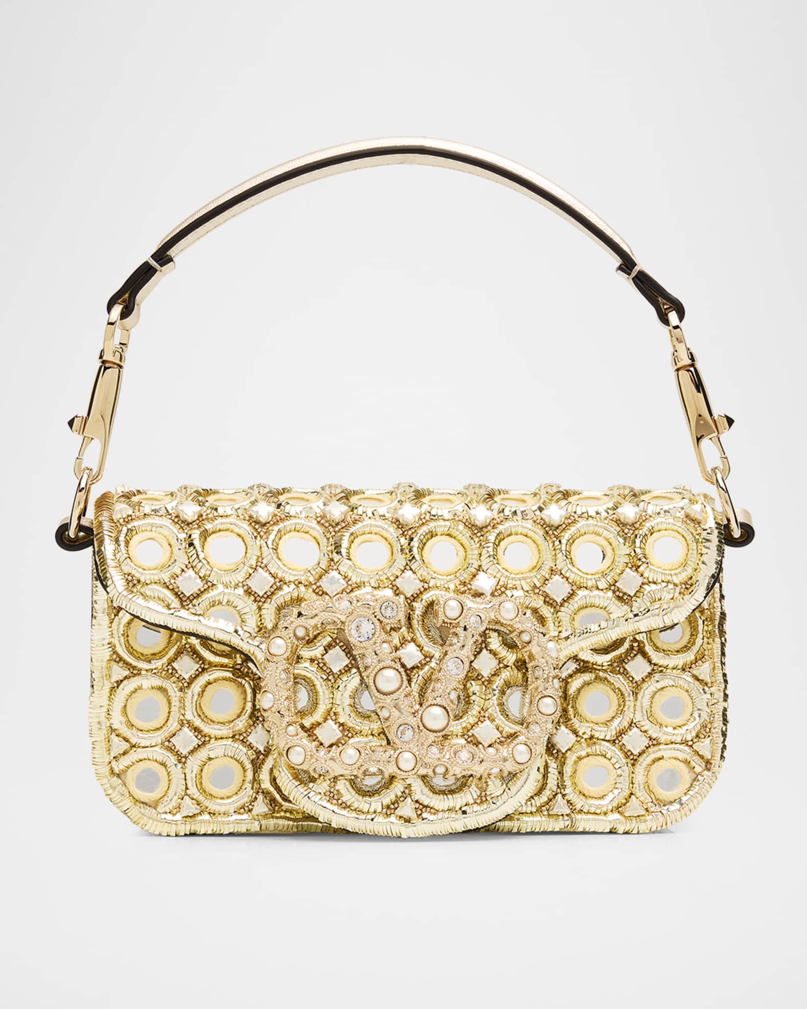 Valentino Garavani Loco Small Mirror Embellished Shoulder Bag