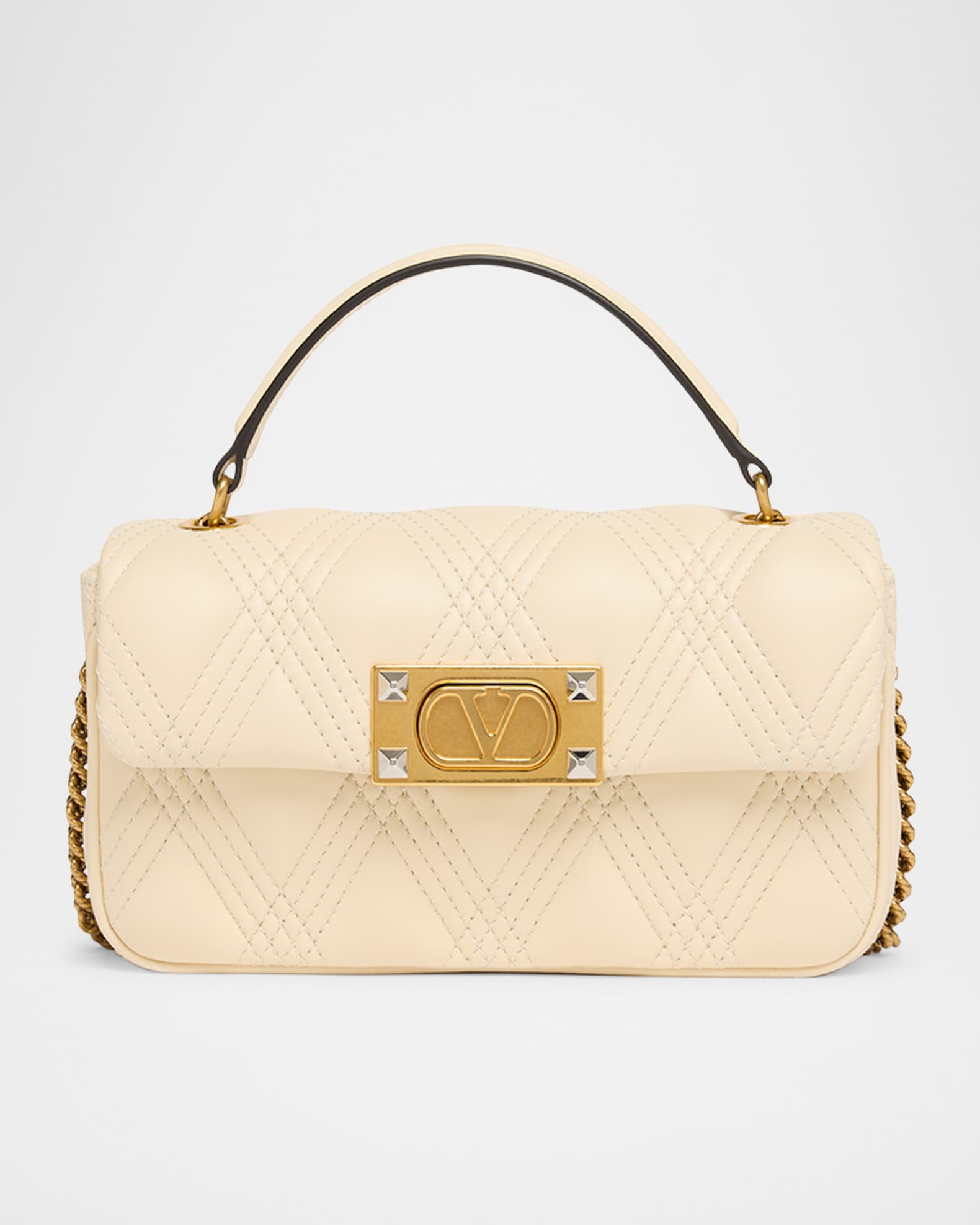 Rockstud Quilted Leather Top-Handle Bag 0