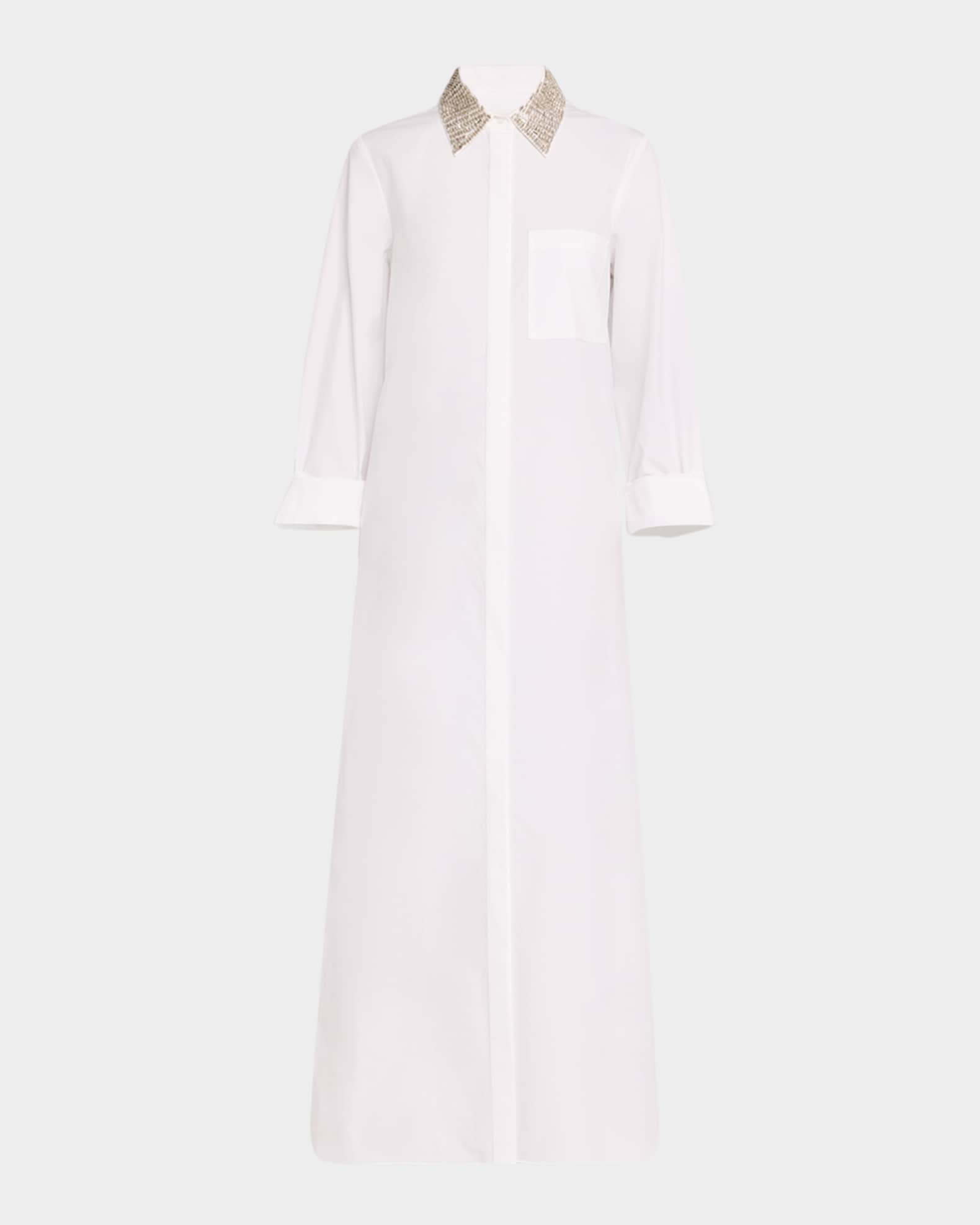Jennys Gown Maxi Shirtdress with Crystal Collar 0