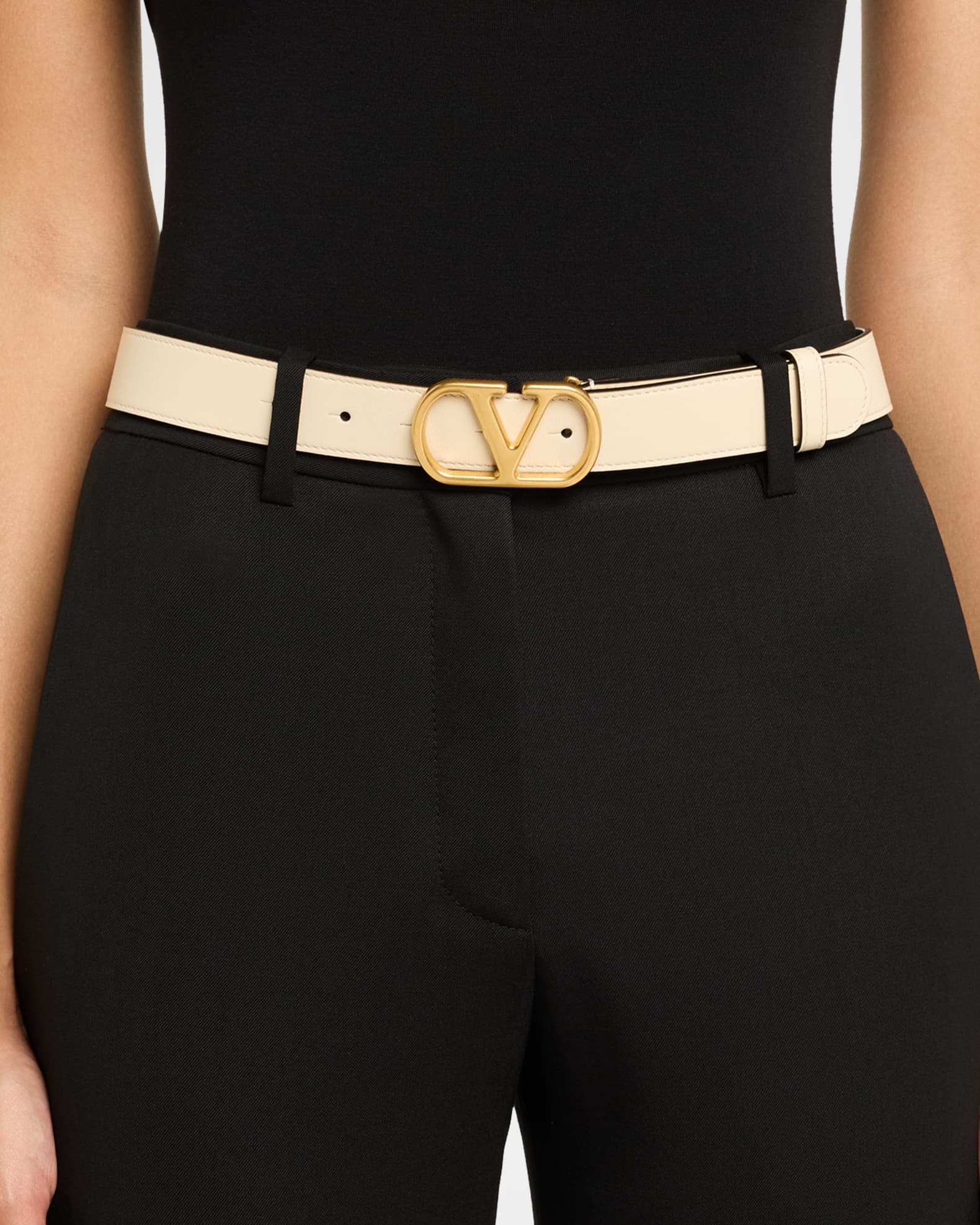VLogo Signature Leather Belt, 30mm 1