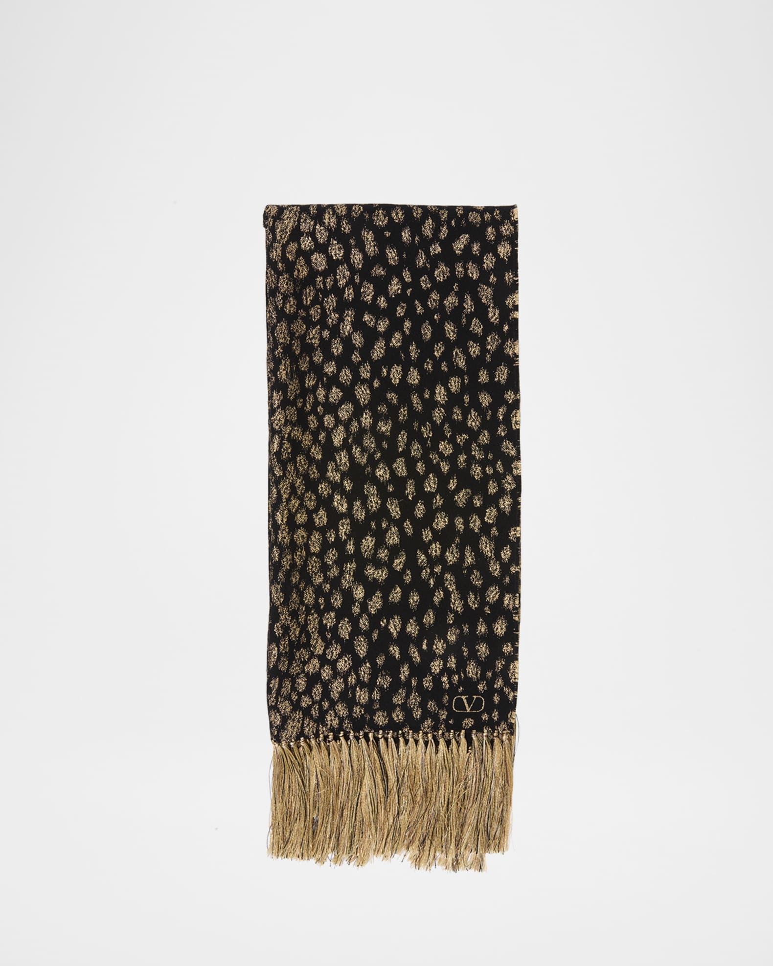 Metallic Jacquard Animal Fringe Scarf 0