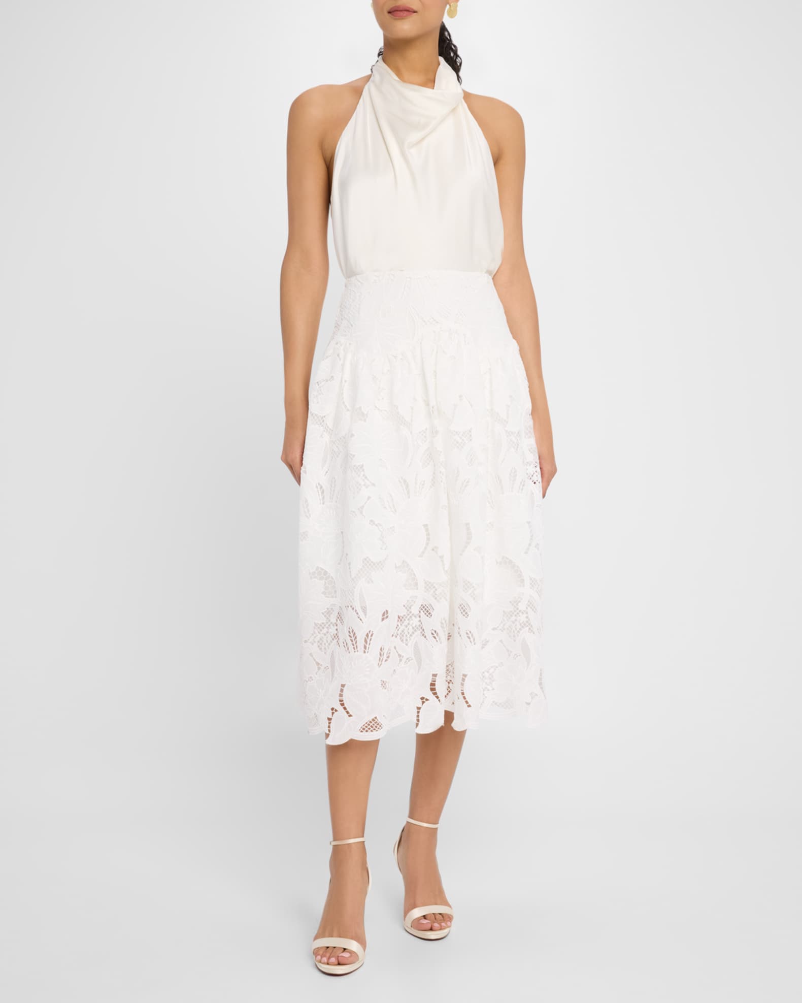 Roxie Embroidered Floral Lace Midi Skirt - Thumbnail 2