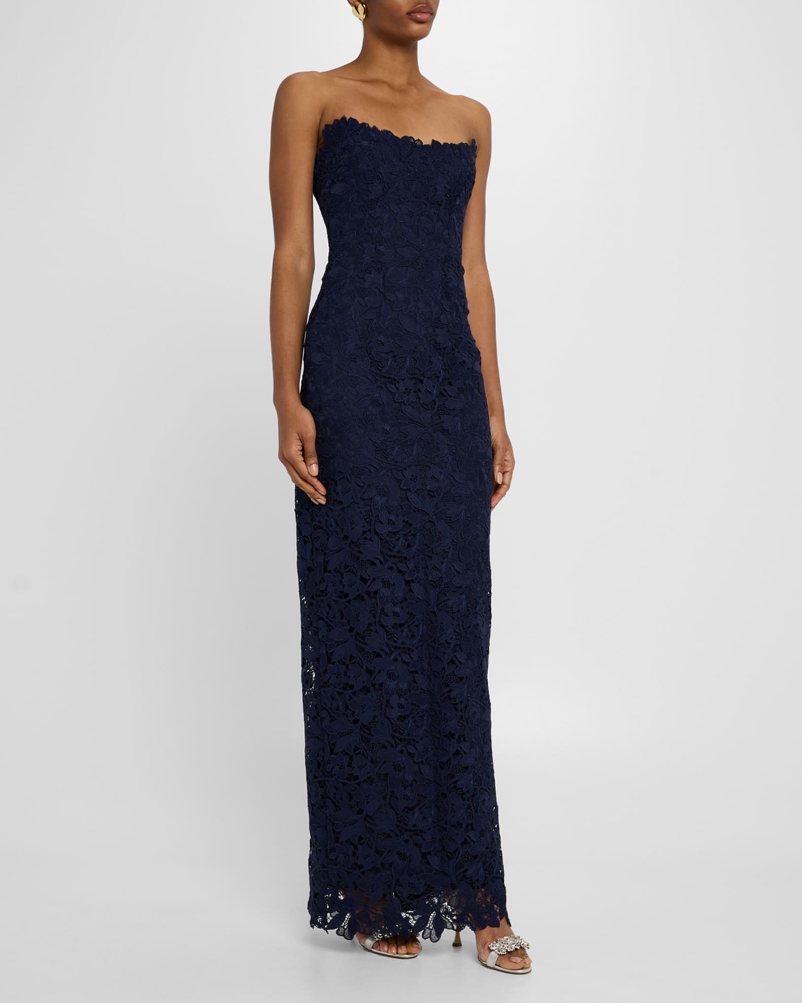 Strapless Lace Column Gown 1