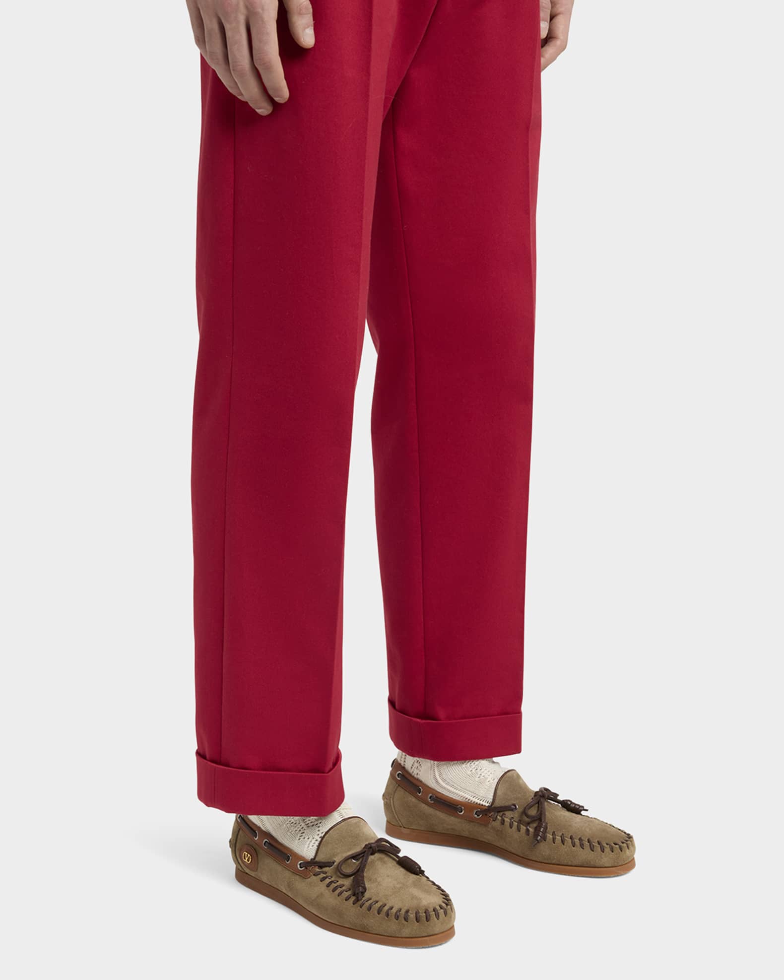 【Valentino Garavani】 Palm Avenueスエード boatシューズ Palm Avenue Deerskin Suede Boat Shoe for Man in Tobacco