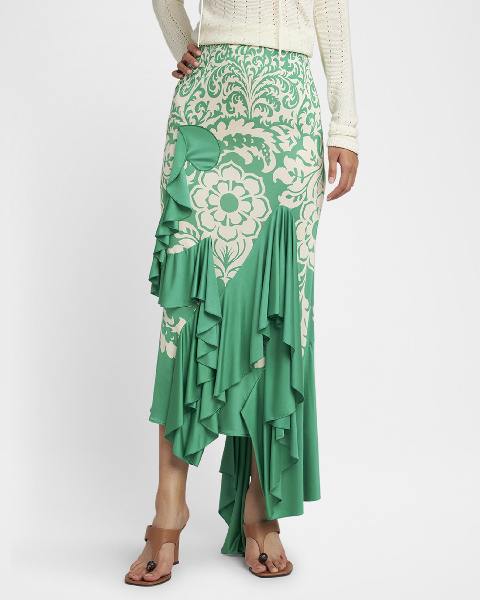 Etro Printed Draped Ruffle Maxi Skirt | Neiman Marcus