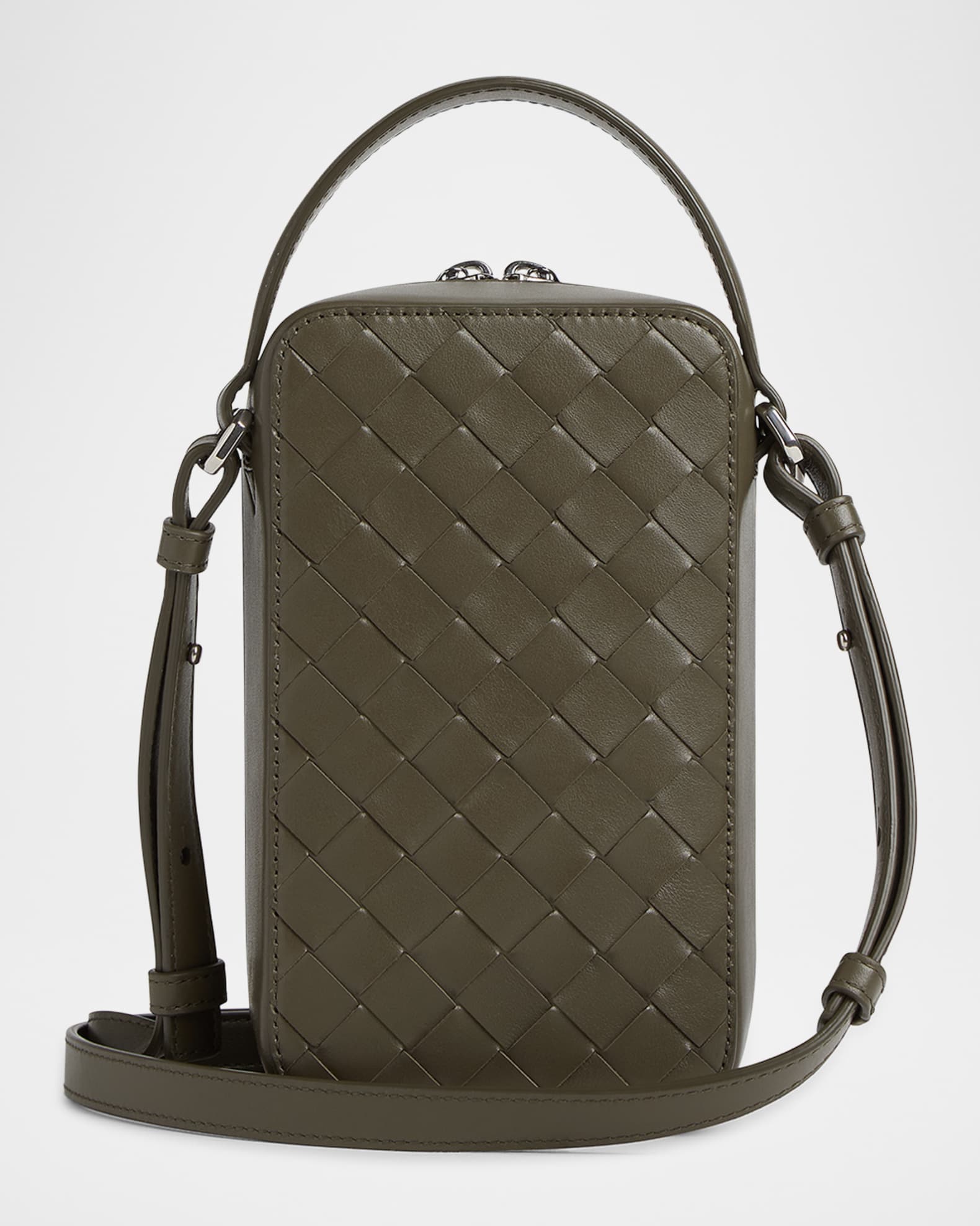 Bottega Veneta Men's Getaway Leather Crossbody Phone Pouch