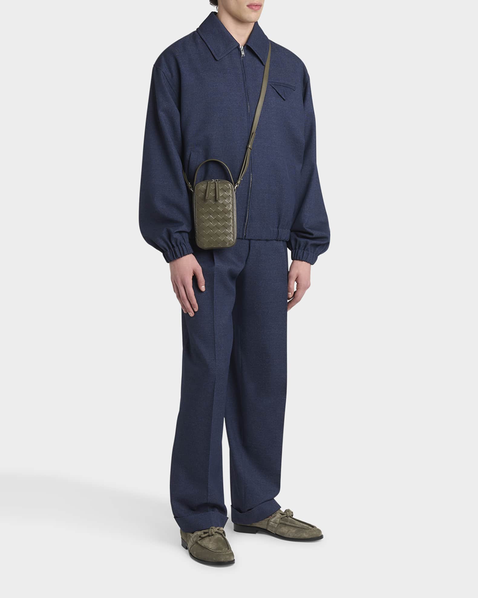 Bottega Veneta Men's Getaway Leather Crossbody Phone Pouch