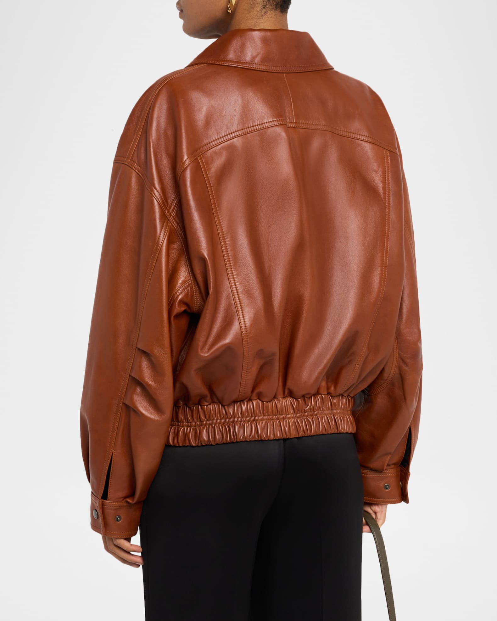 Saint Laurent Oversized Leather Jacket | Neiman Marcus