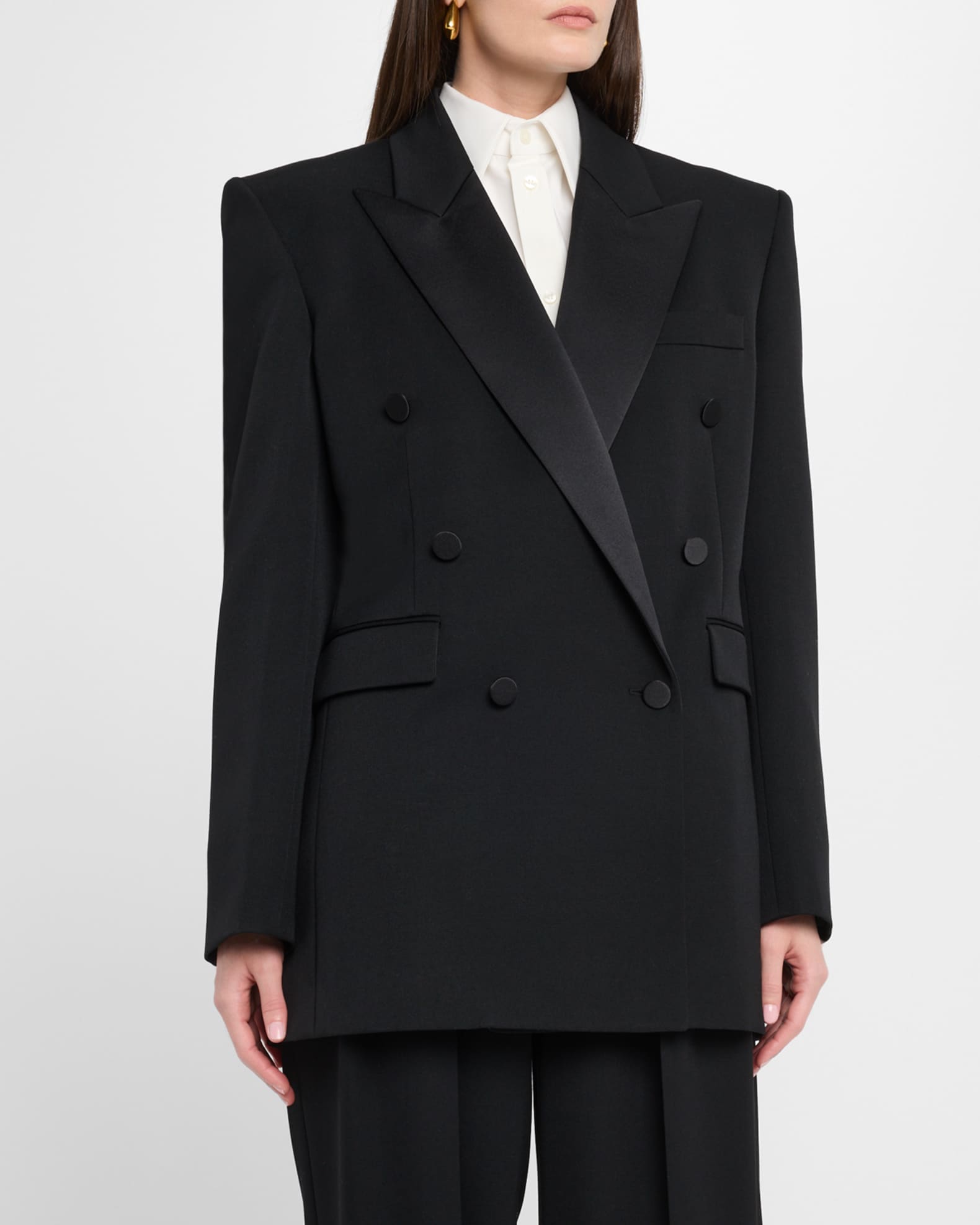 Saint Laurent Double-Breasted Tuxedo Jacket | Neiman Marcus Saint Laurent Double-Breasted Tuxedo Jacket | Neiman Marcus