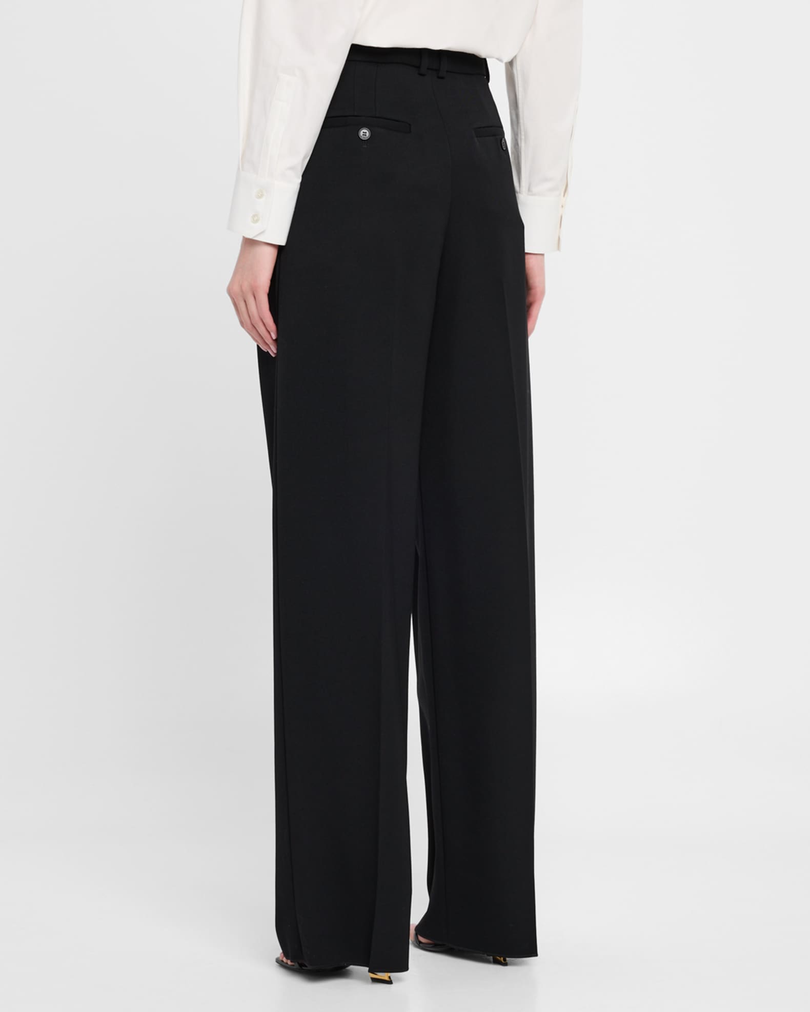 Saint Laurent Pleated Wide-Leg Trousers | Neiman Marcus Saint Laurent Pleated Wide-Leg Trousers | Neiman Marcus