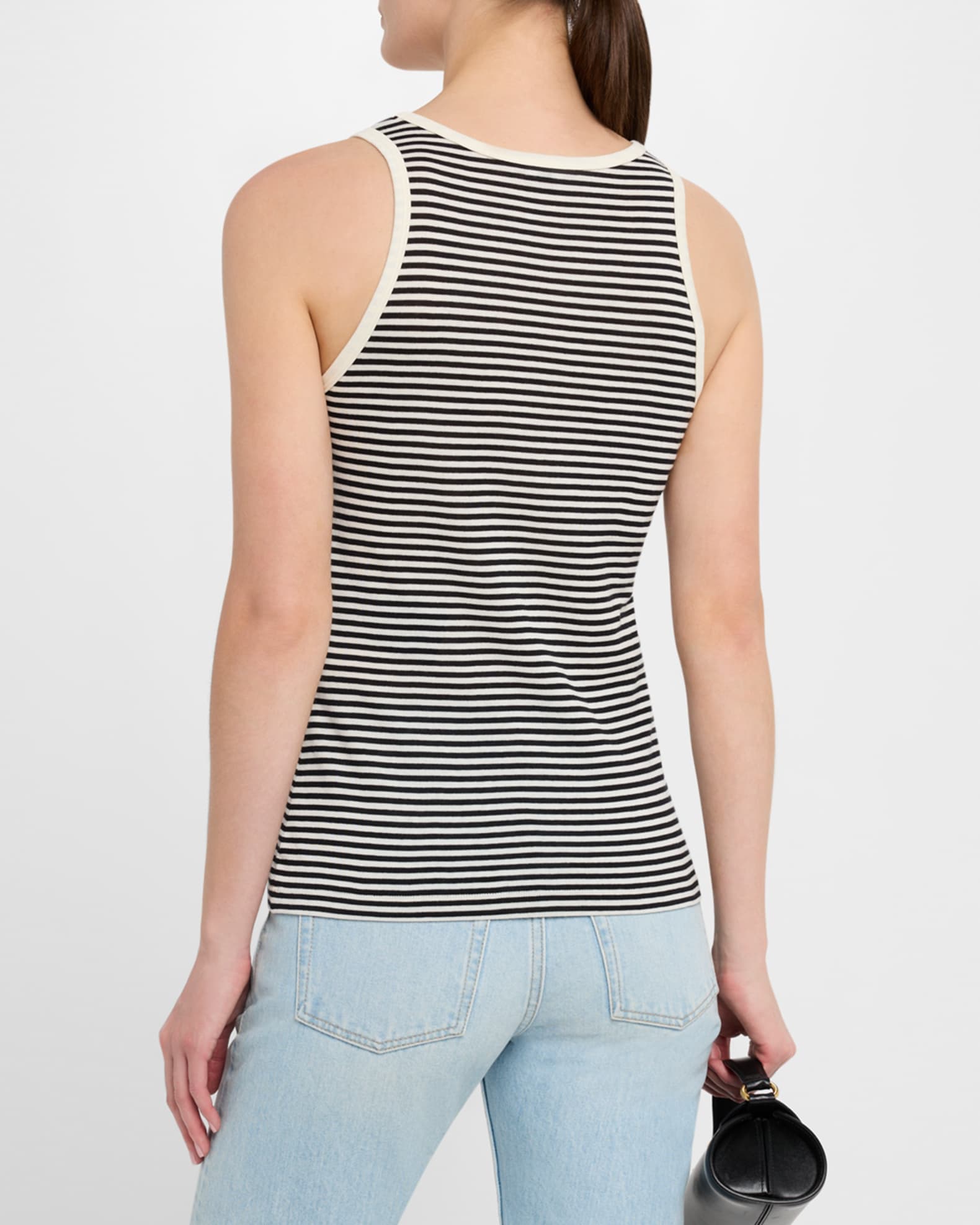 Saint Laurent YSL Logo Striped Tank Top | Neiman Marcus