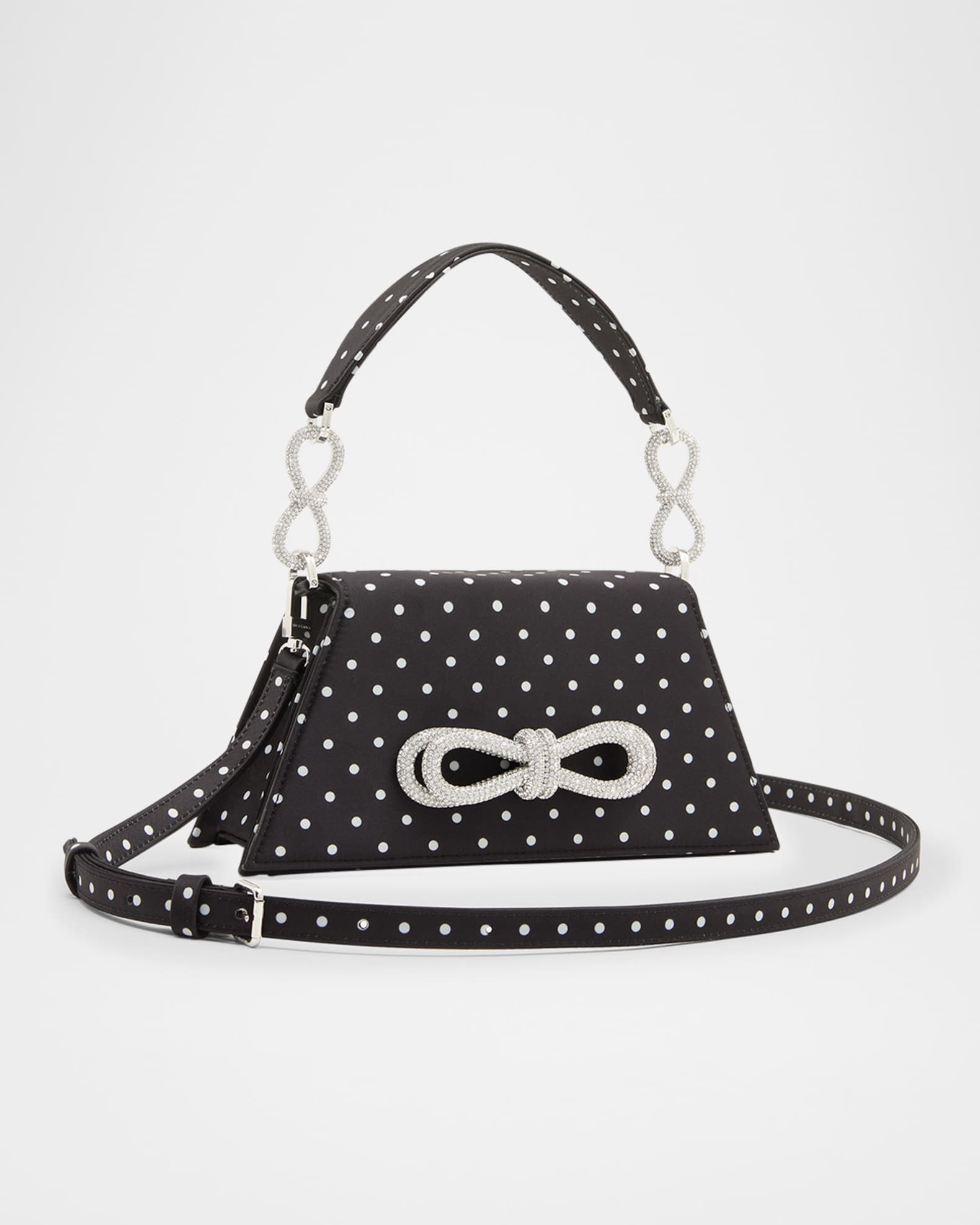Samantha Bow Polka Dot Satin Top-Handle Bag 1