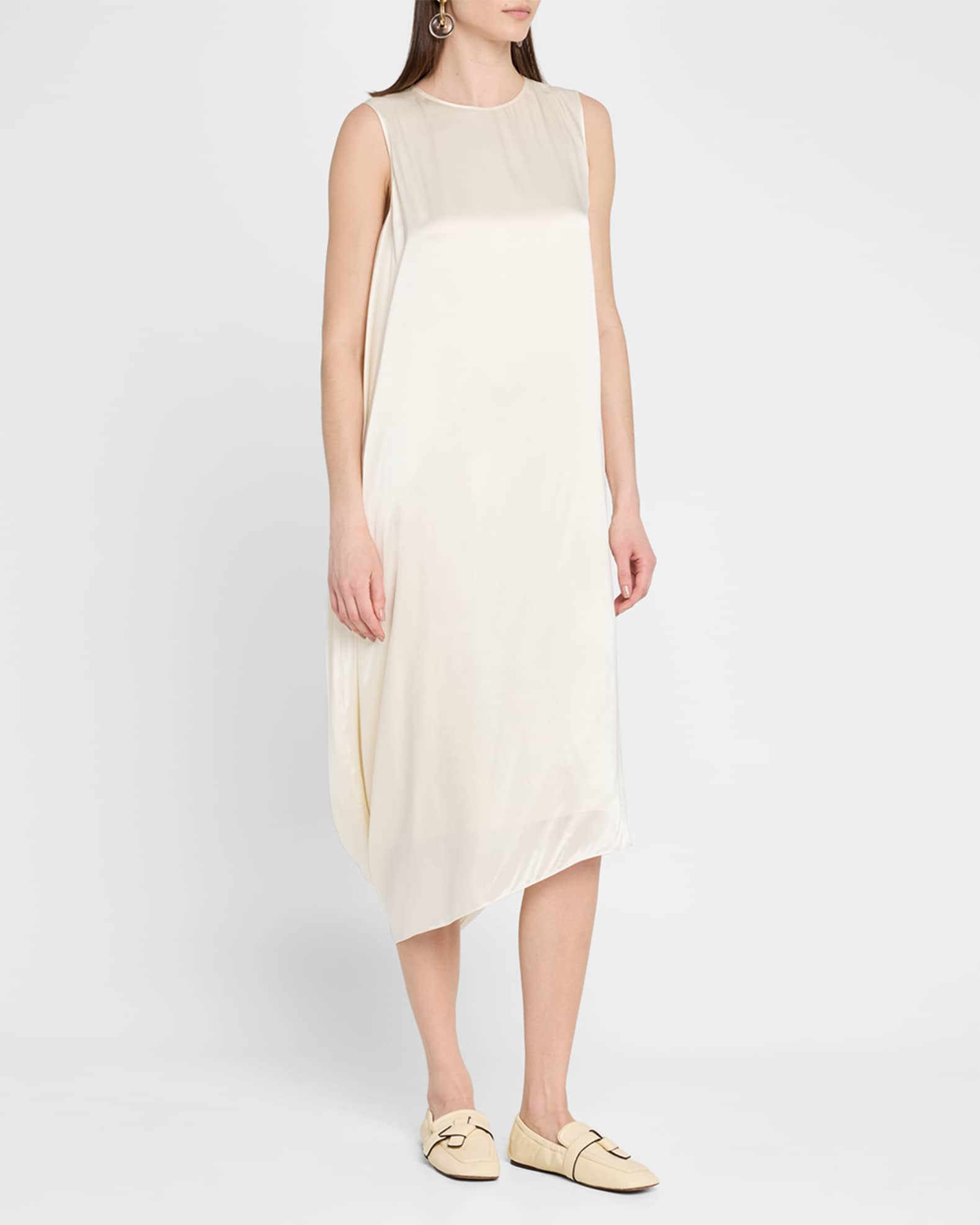 Sleeveless Draped Silk Midi Dress  1