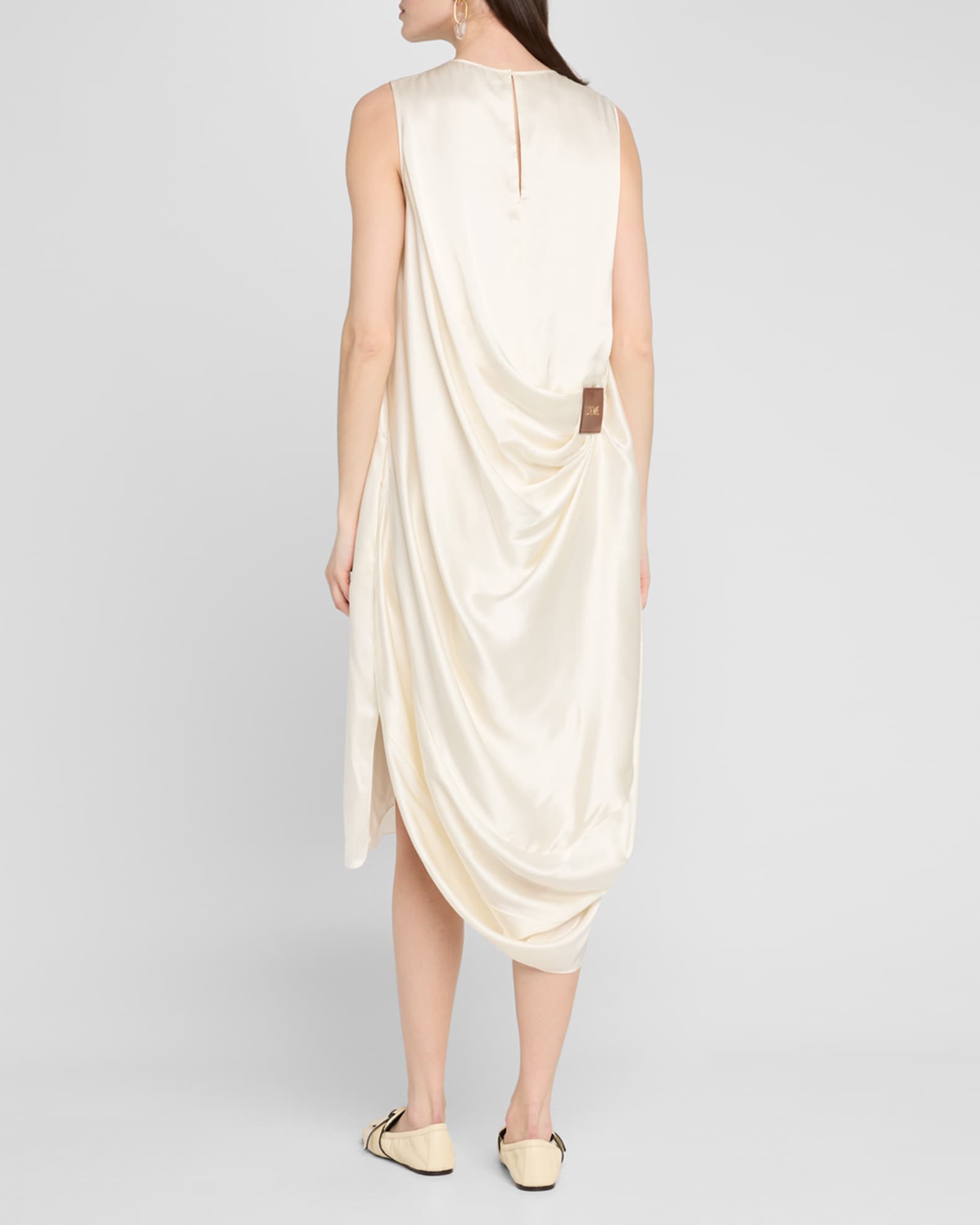 ワンピース Loewe Draped Midi Dress Loewe Draped Tie-Waist Midi Dress in Green | Lyst