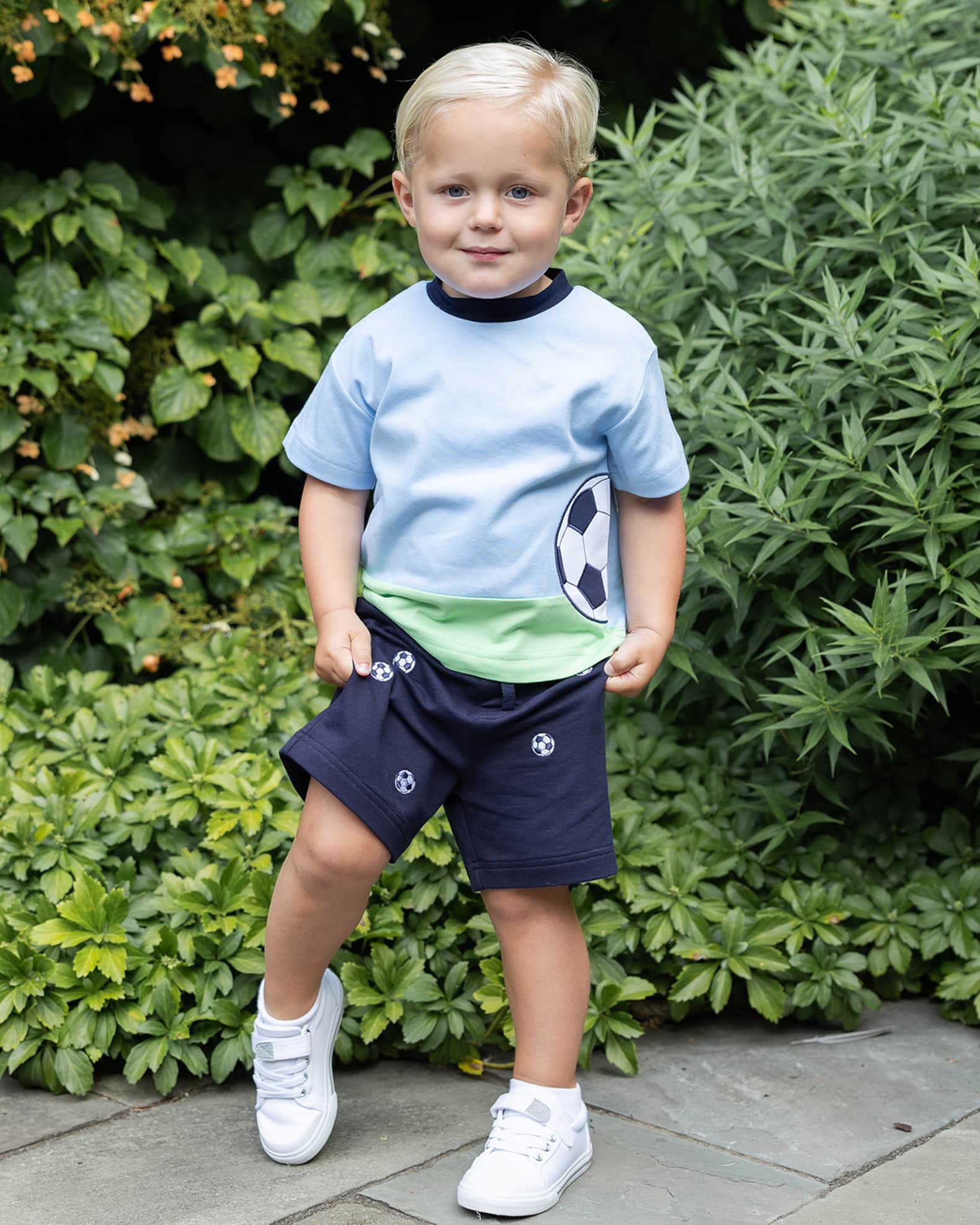 Boy's Soccer Ball Shirt & Shorts Set, Size 12M-4 1